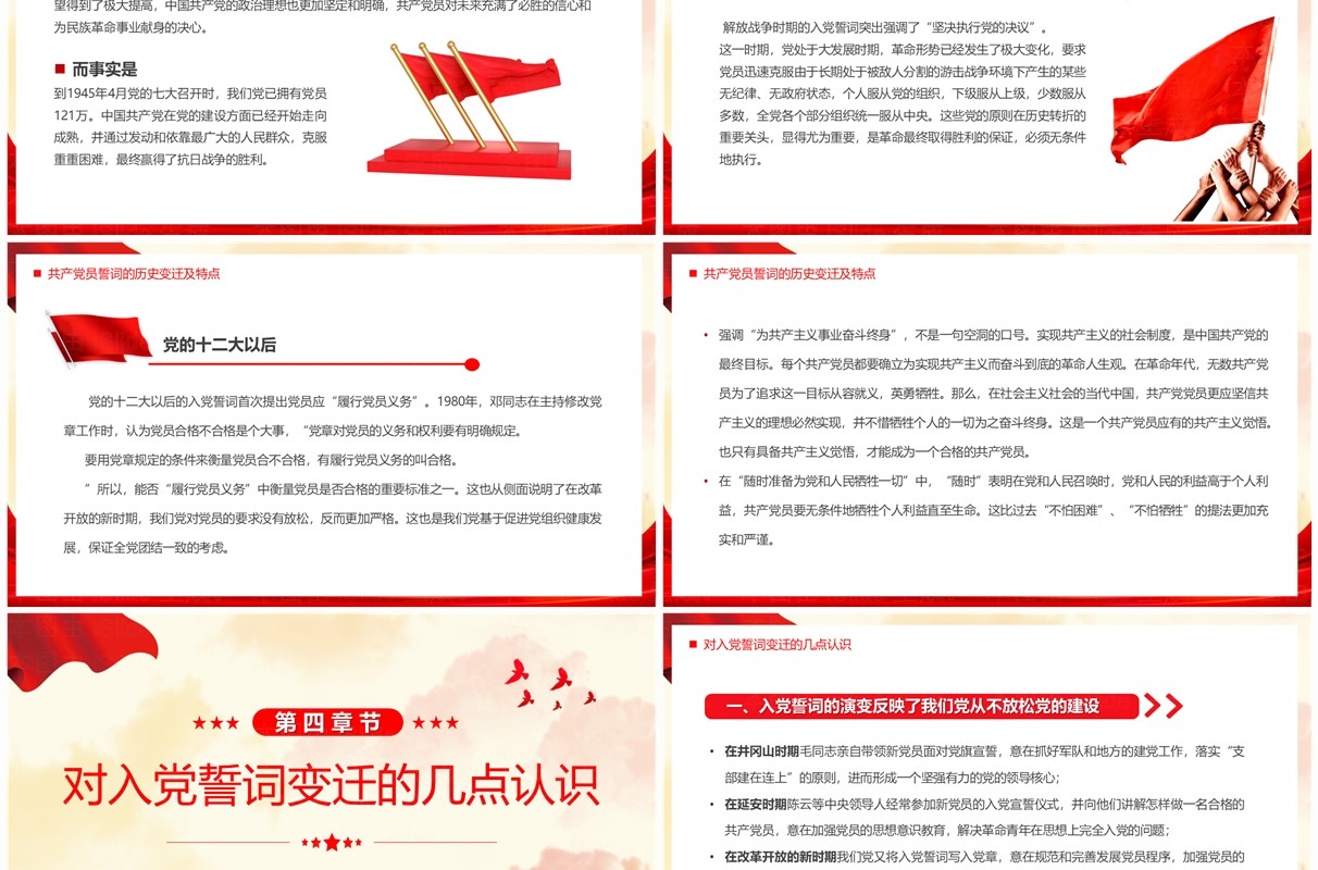红色简约风重温入党誓词凝聚奋进力量PPT模板