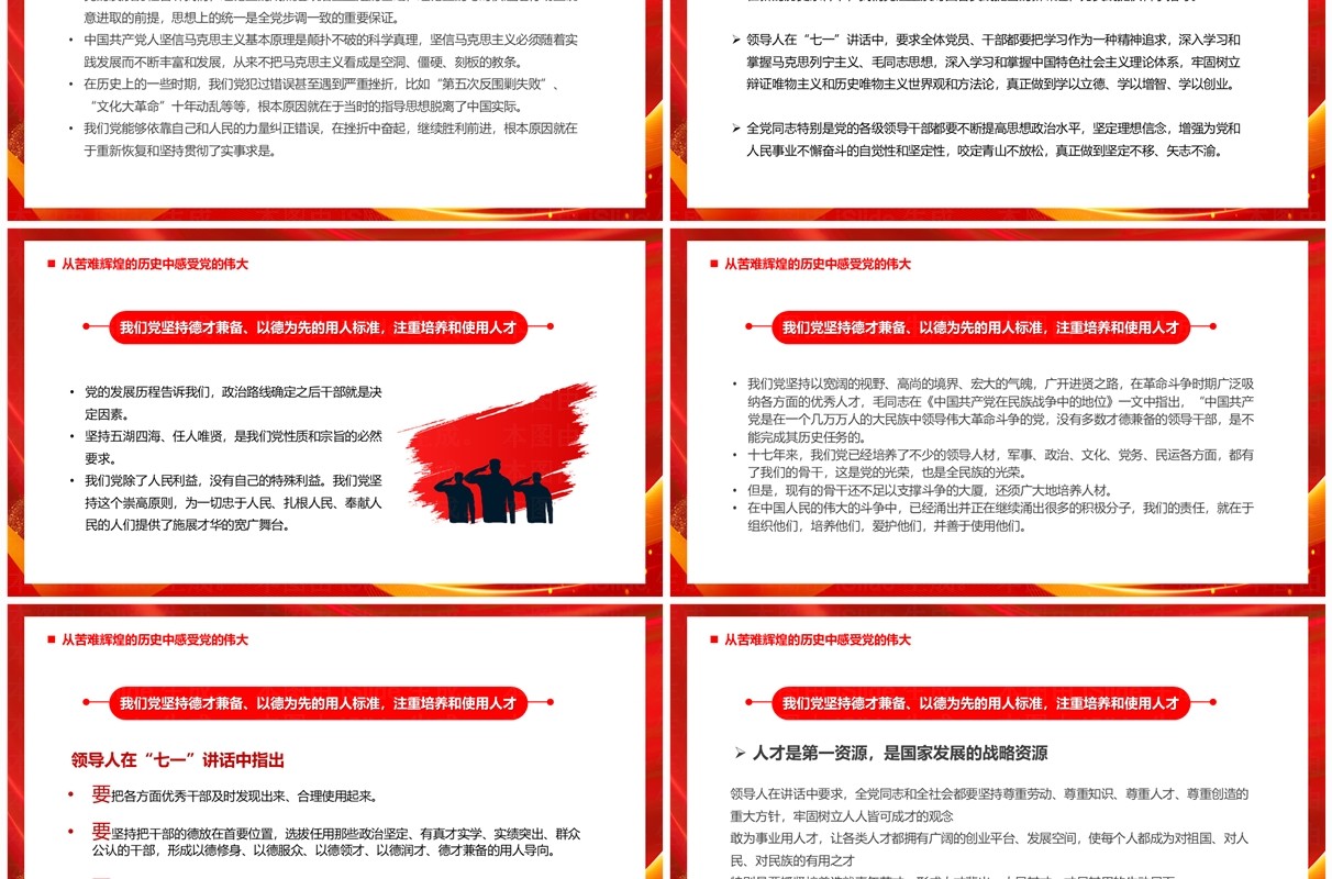 红金党政风中国共产党光辉历程PPT模板