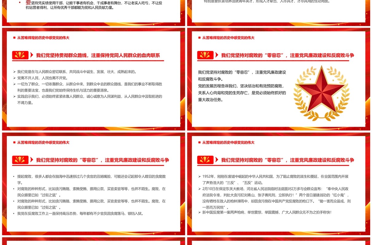 红金党政风中国共产党光辉历程PPT模板