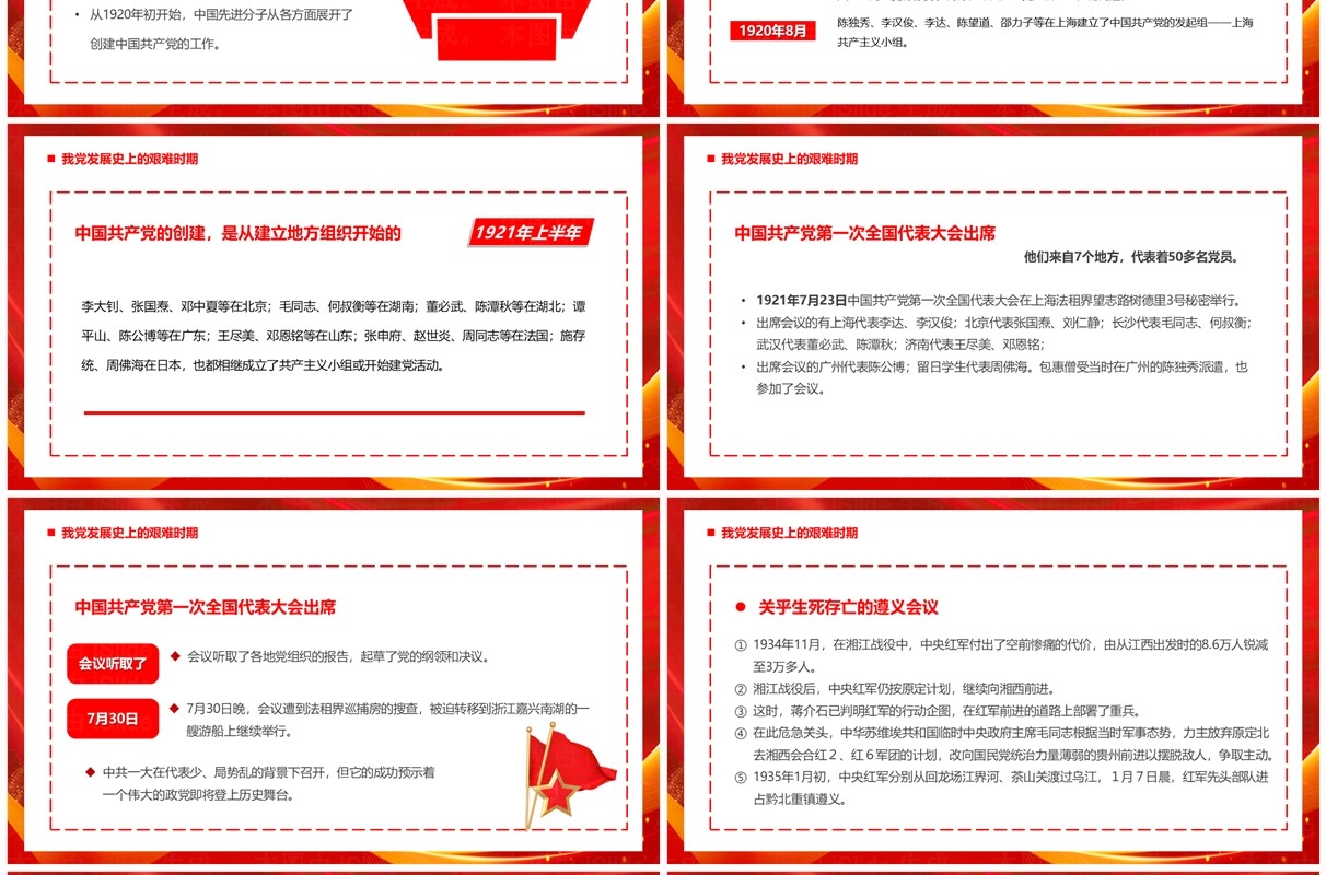 红金党政风中国共产党光辉历程PPT模板