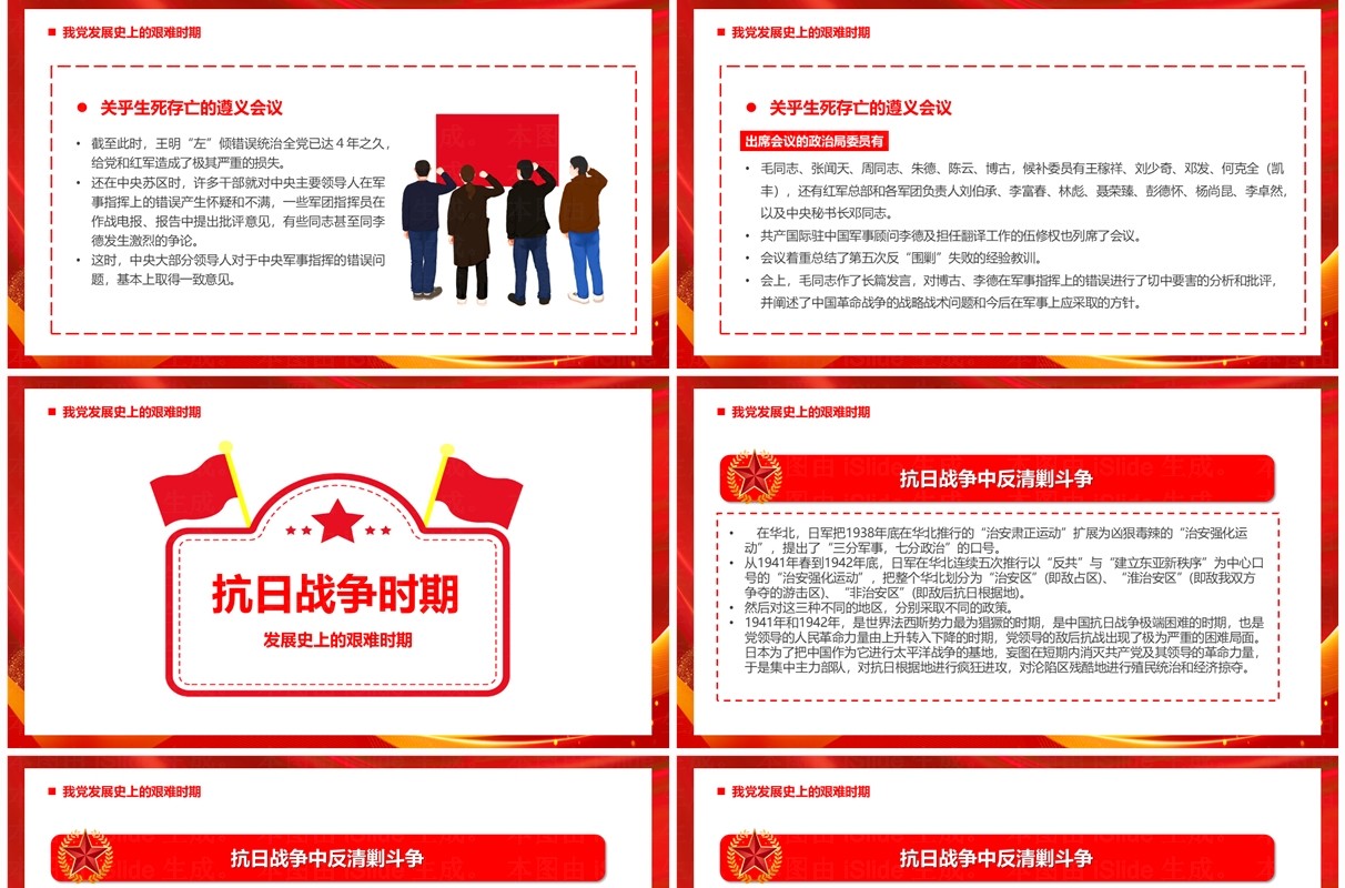 红金党政风中国共产党光辉历程PPT模板