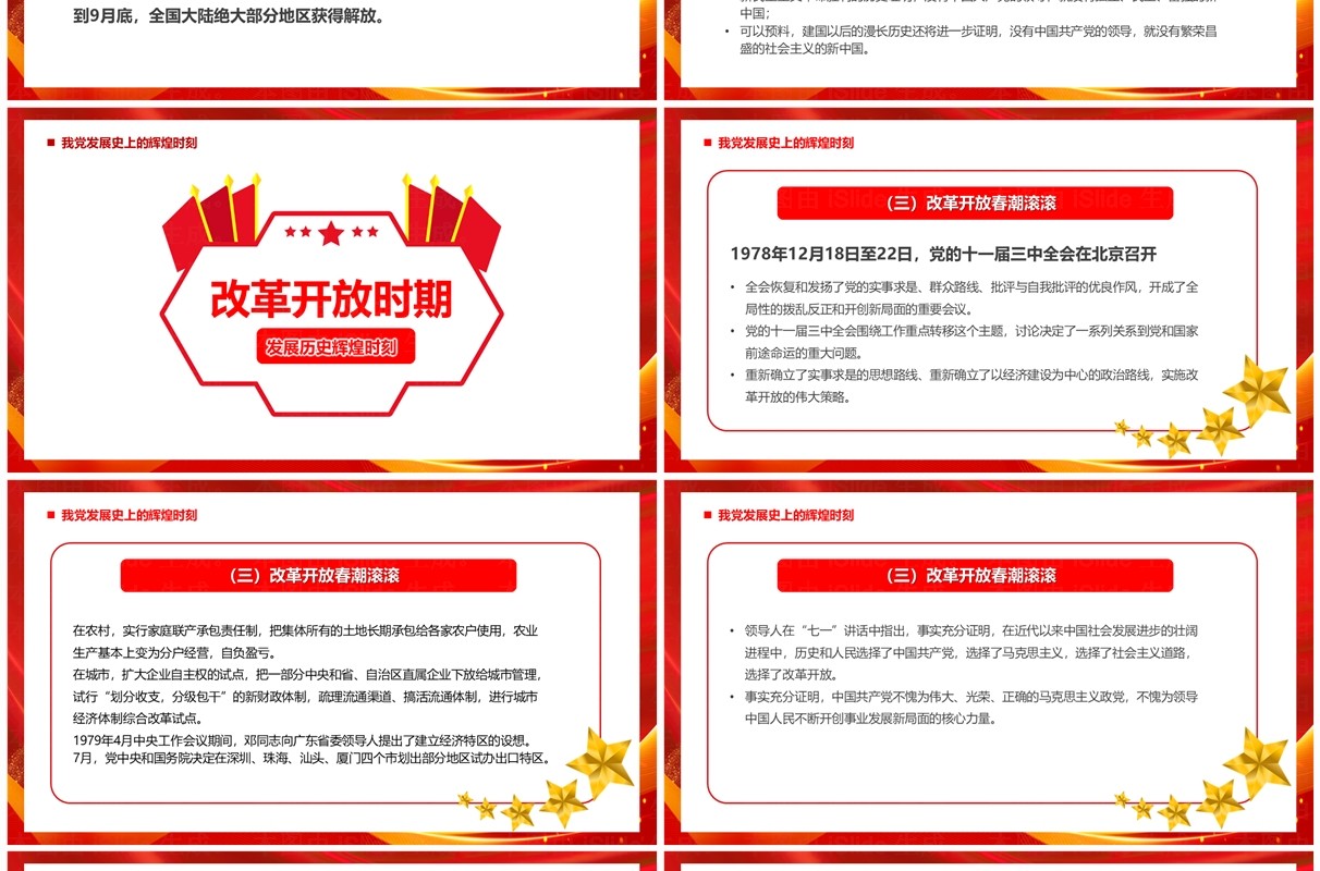红金党政风中国共产党光辉历程PPT模板