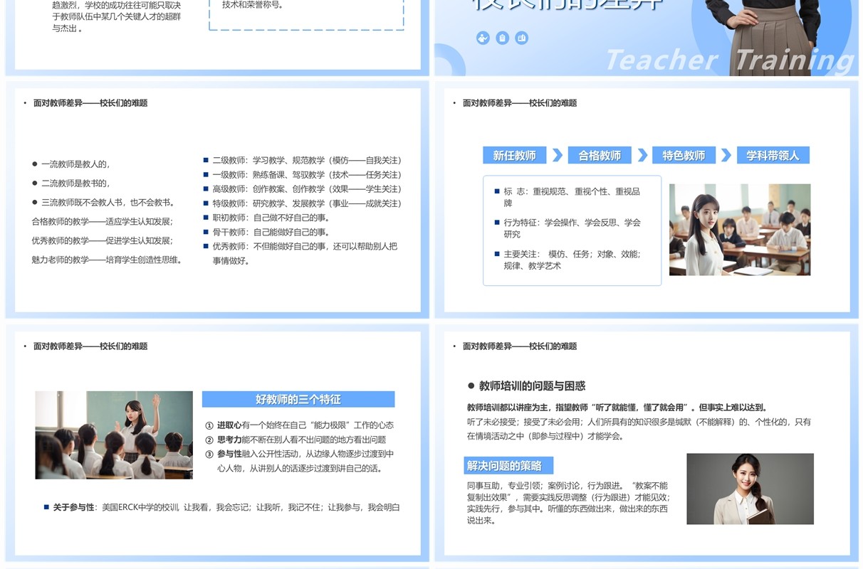 蓝色简约风优秀教师的成长规律PPT模板
