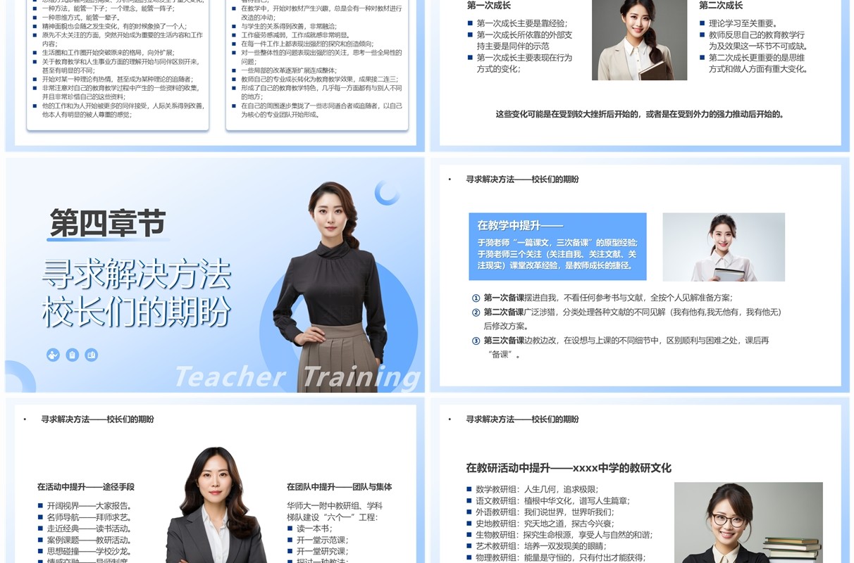 蓝色简约风优秀教师的成长规律PPT模板