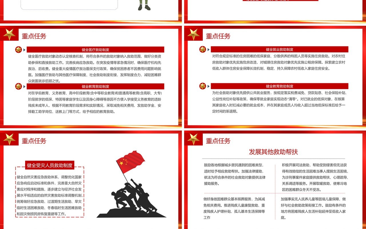 红色党建关于改革完善社会救助制度的意见党政党课PPT模板