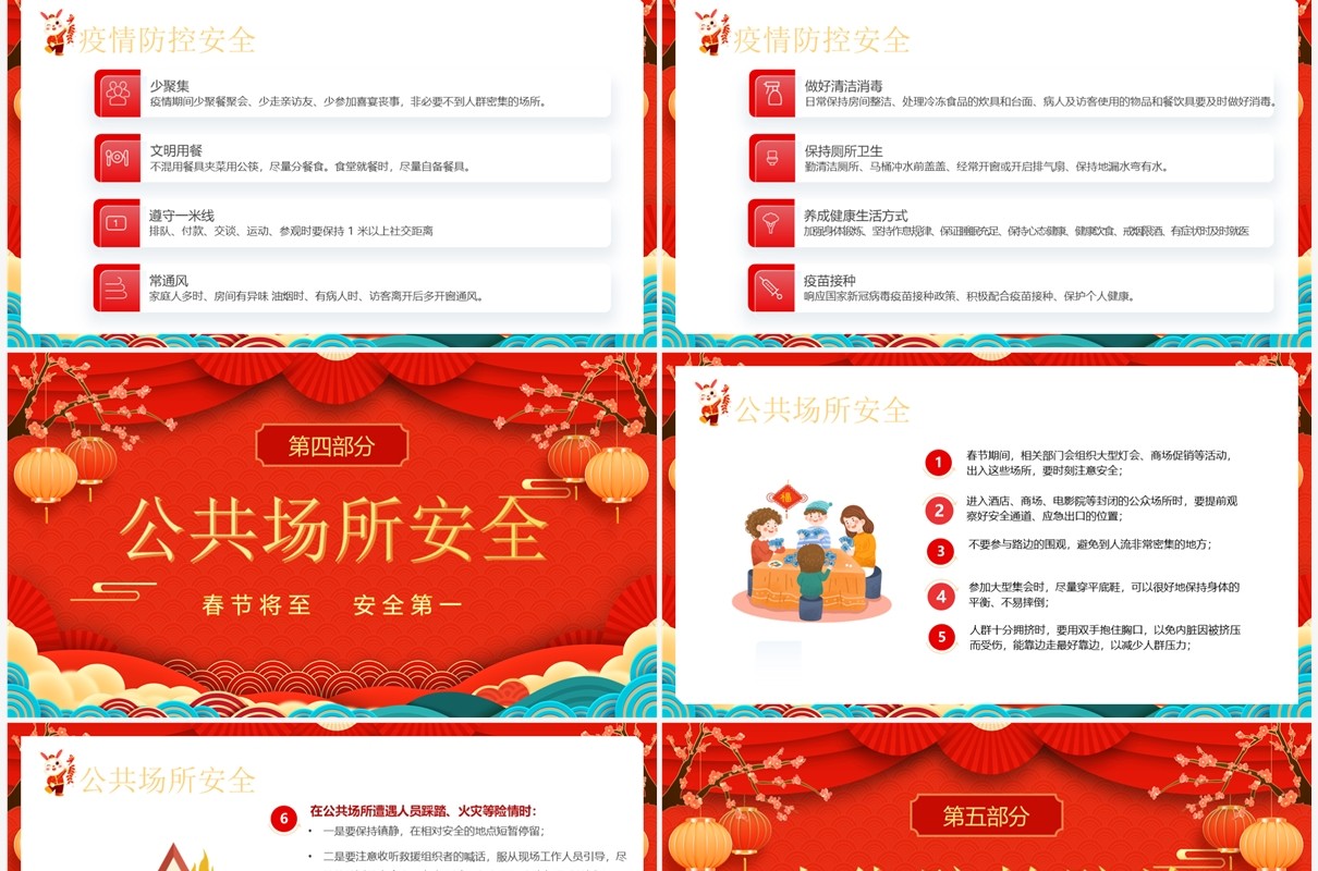 红色喜庆中国风春节安全培训PPT模板