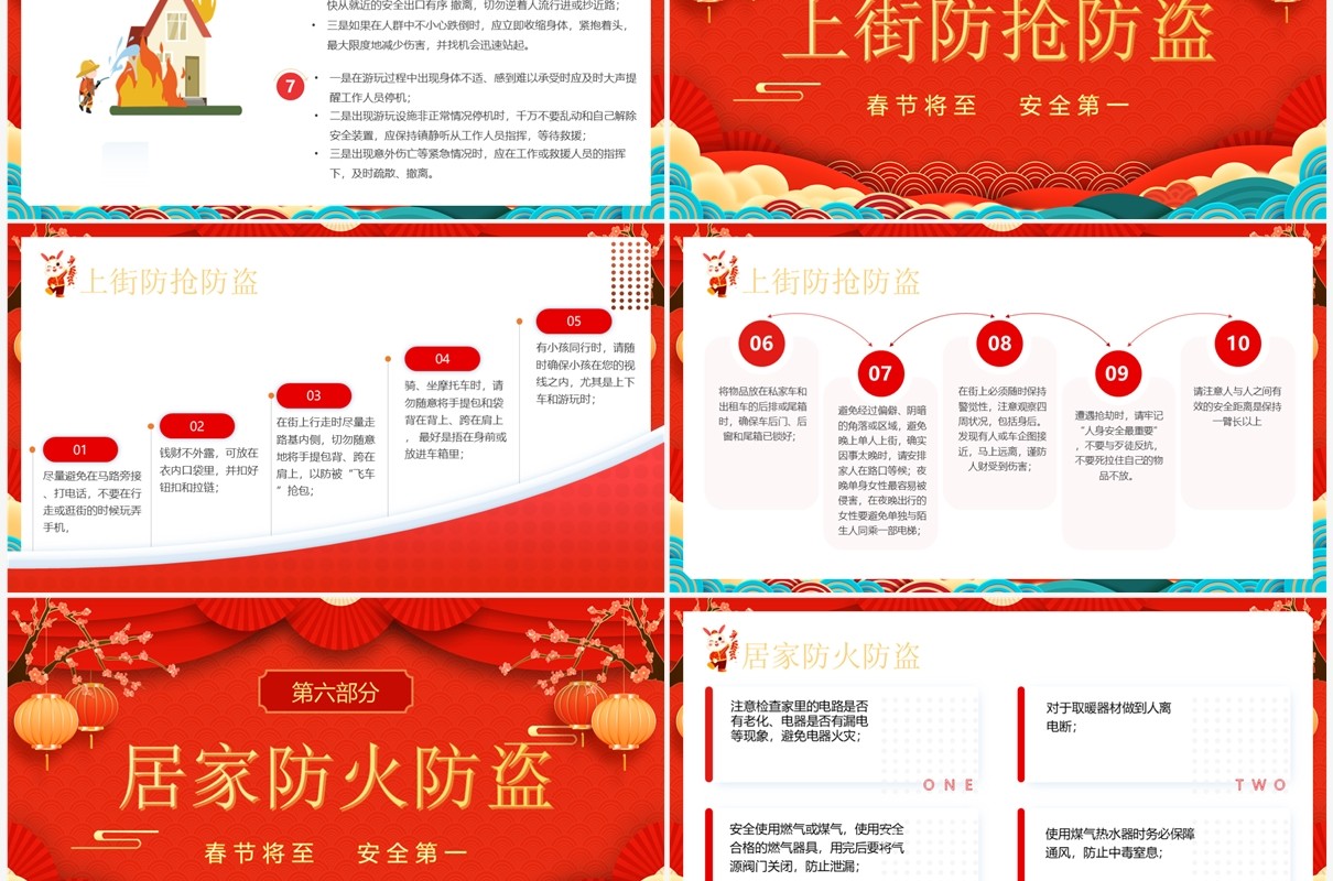 红色喜庆中国风春节安全培训PPT模板