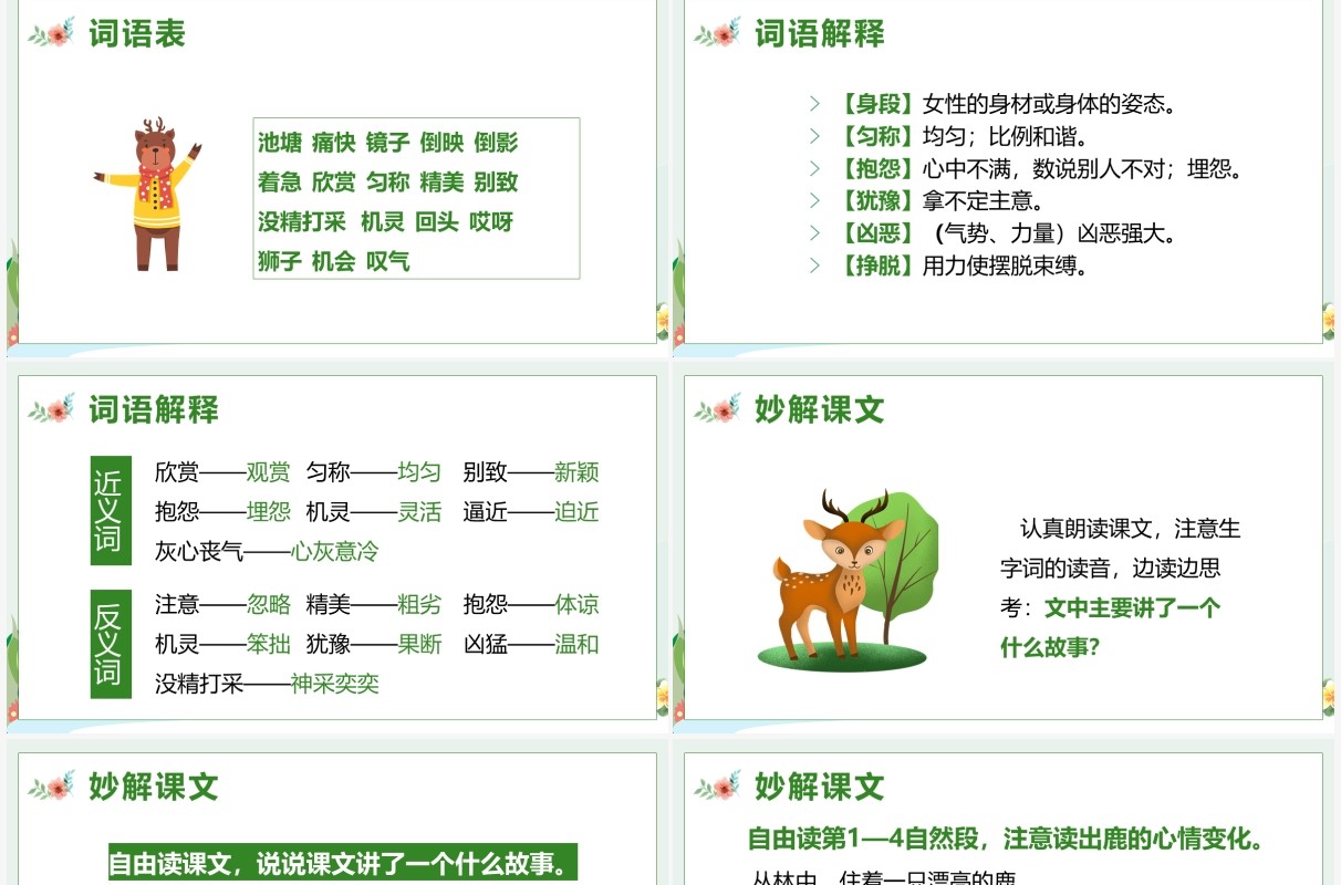 部编版三年级语文下册美丽的鹿角课件PPT模板