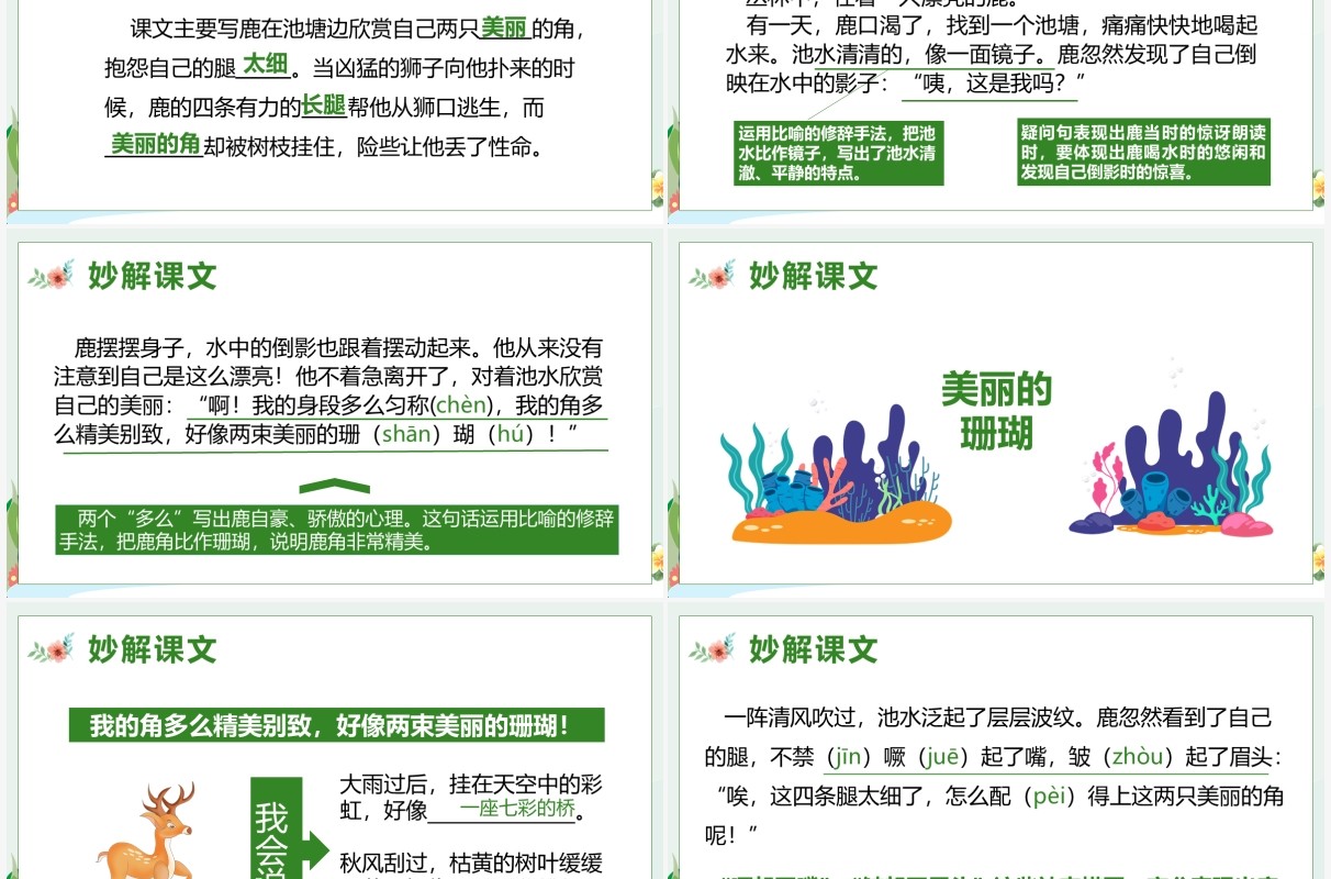 部编版三年级语文下册美丽的鹿角课件PPT模板