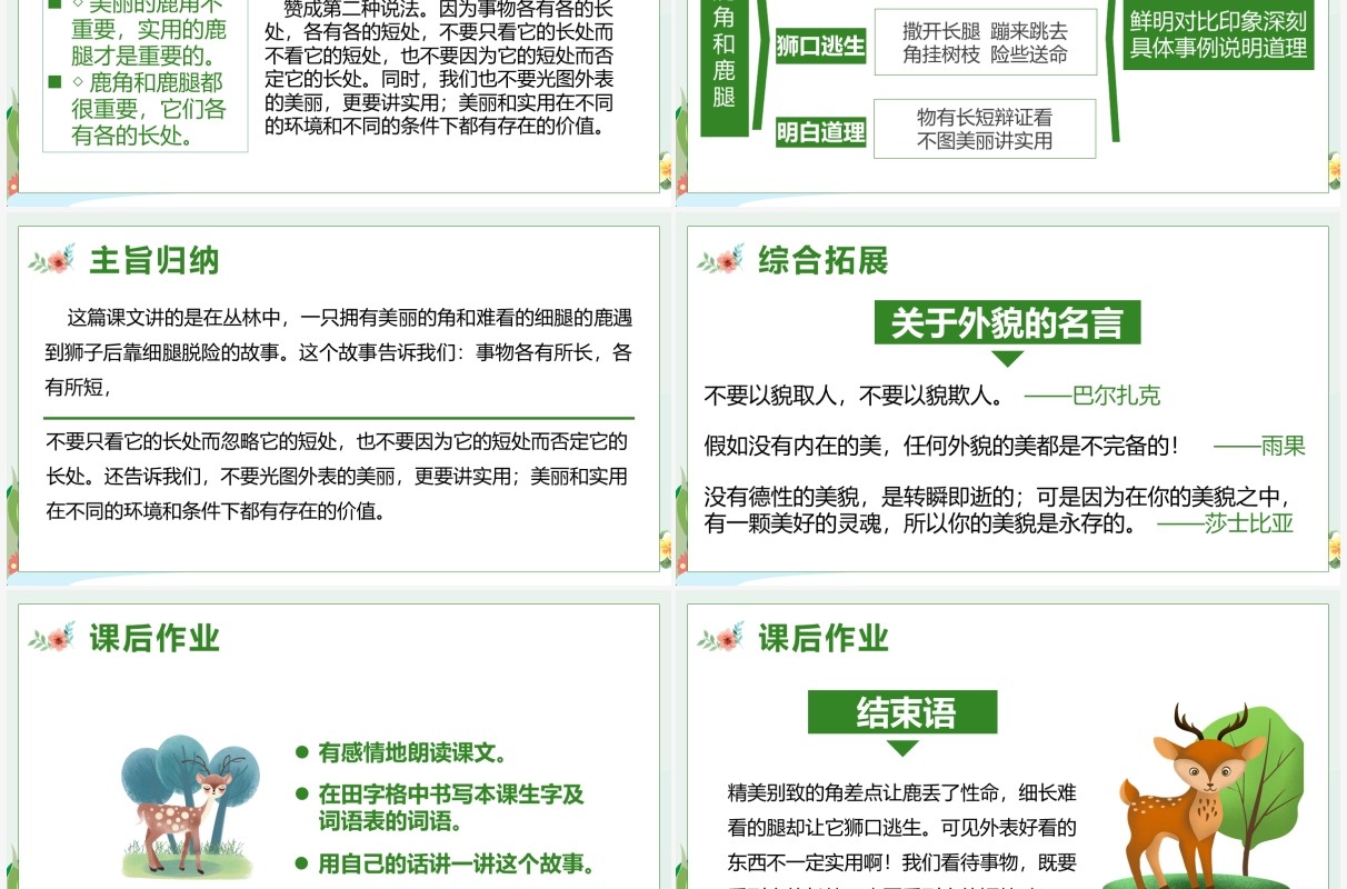 部编版三年级语文下册美丽的鹿角课件PPT模板