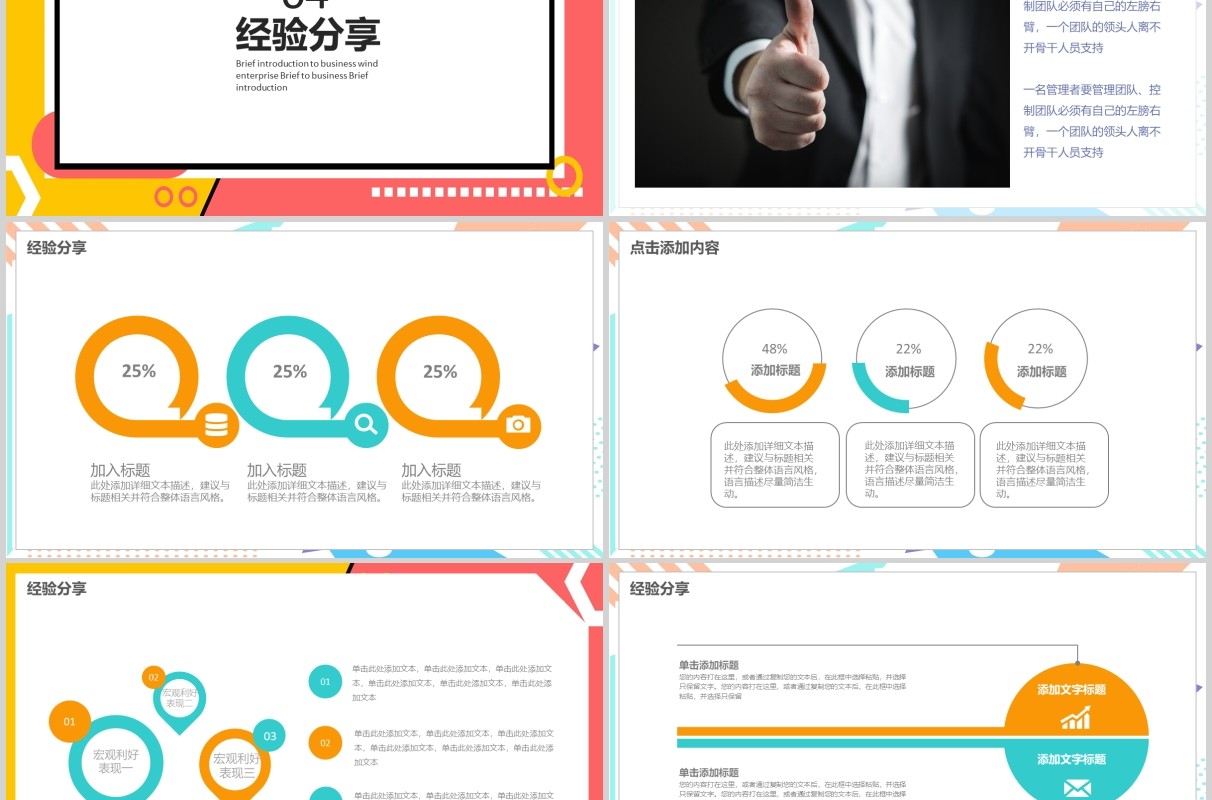彩色企业成功经验分享宣讲PPT模板