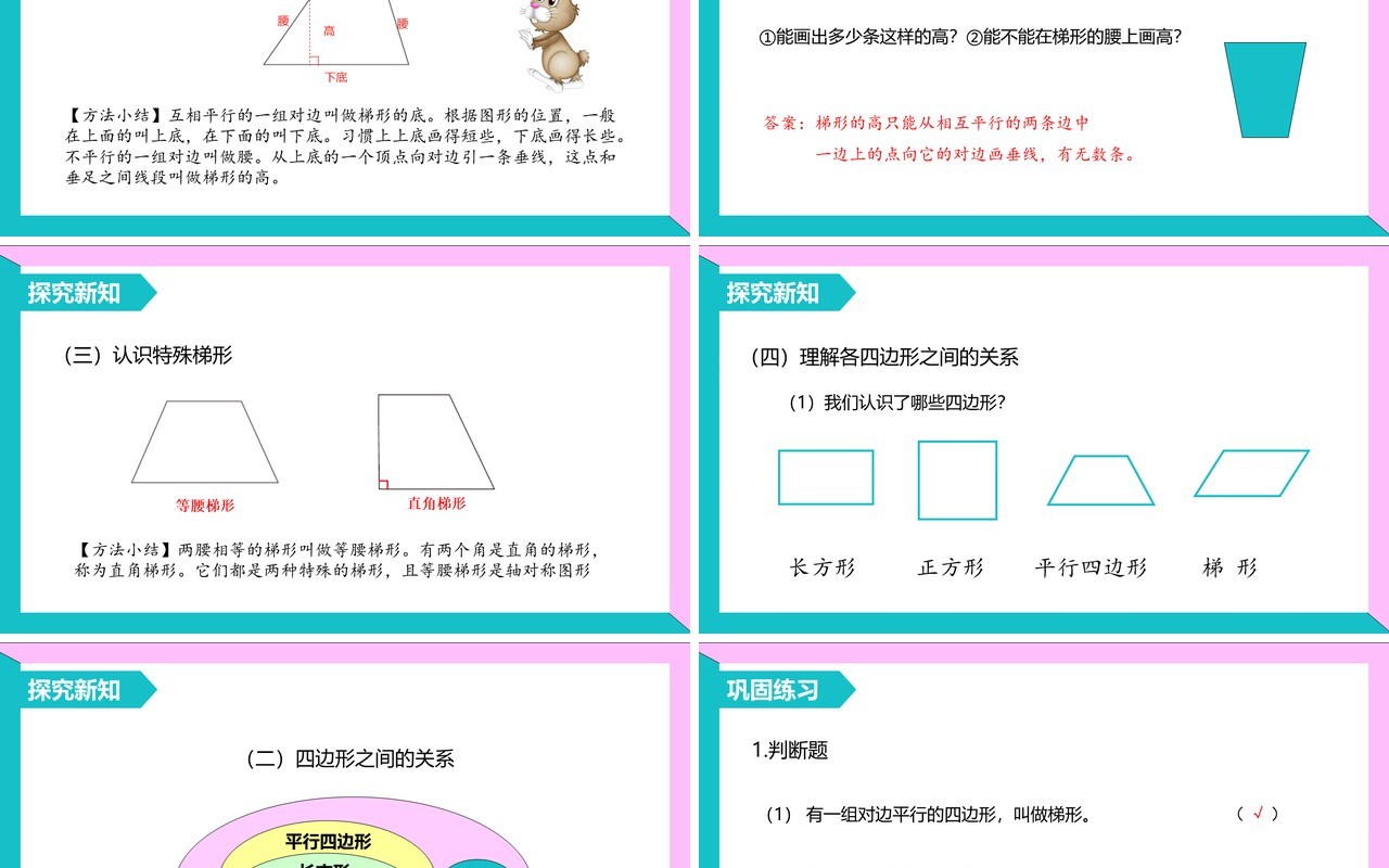 部编版四年级数学上册梯形的认识课件PPT模板