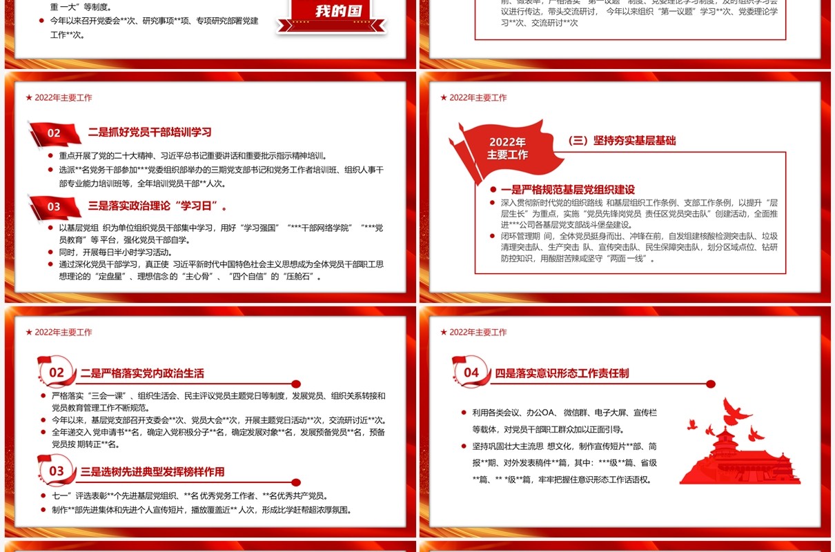 红色国企2022年基层党建工作总结PPT模板