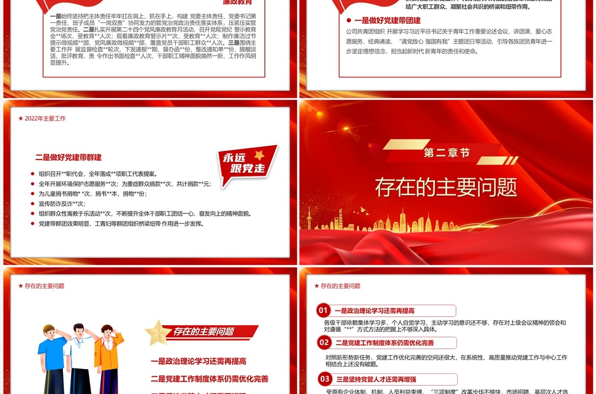 红色国企2022年基层党建工作总结PPT模板