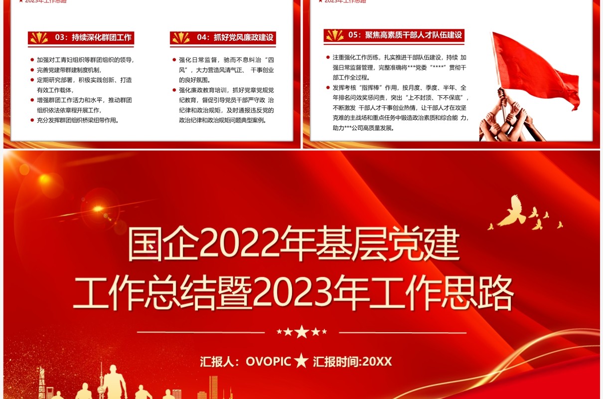 红色国企2022年基层党建工作总结PPT模板