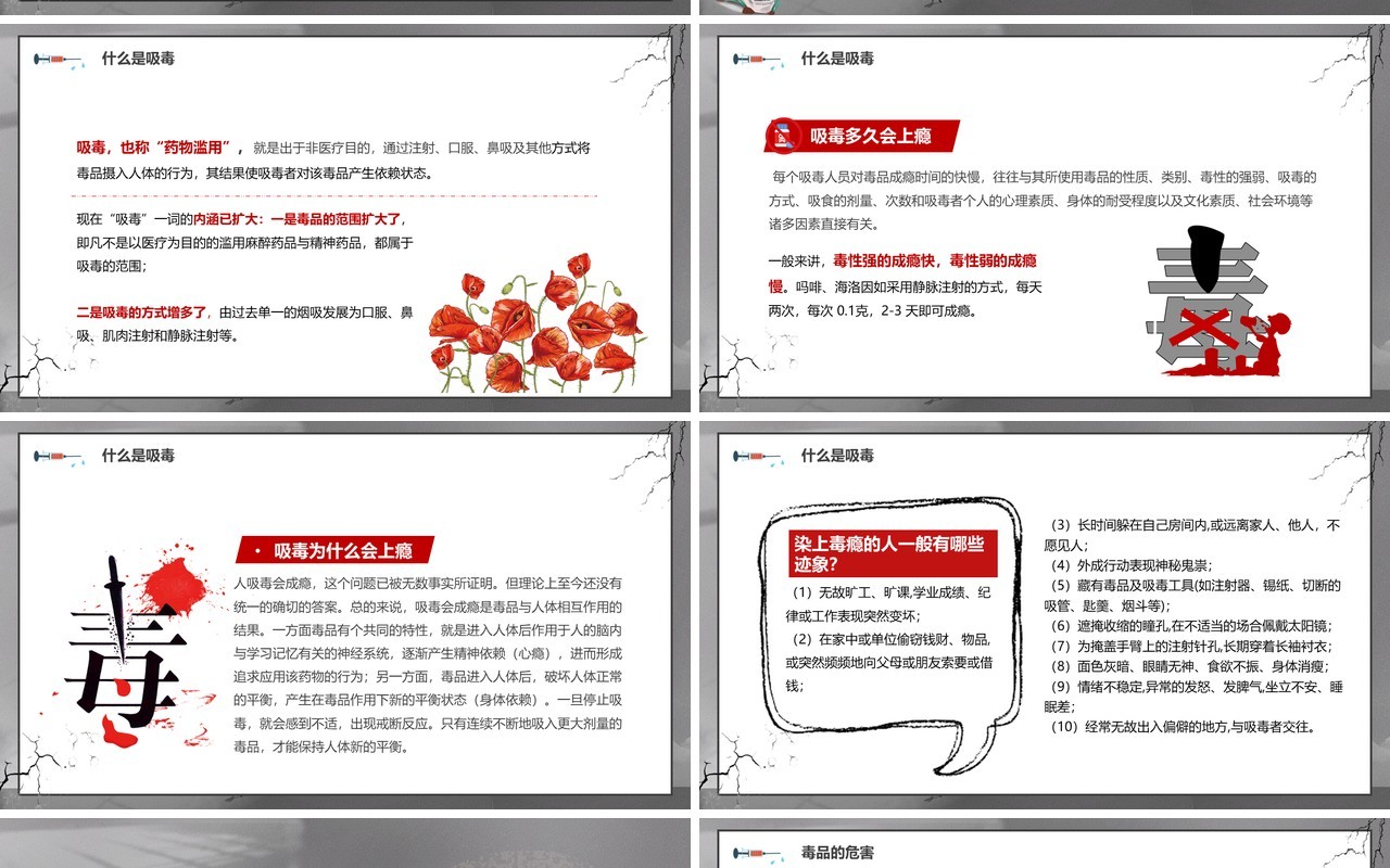 灰色卡通风无毒青春健康生活PPT模板