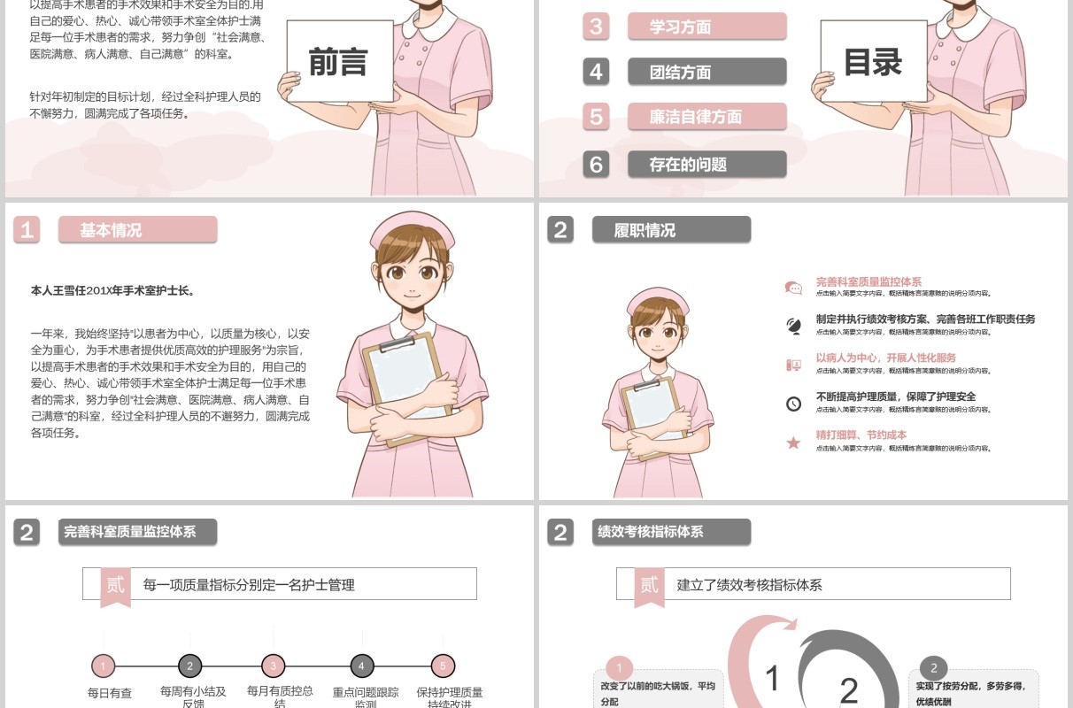 医院手术科护士长述职报告PPT模板