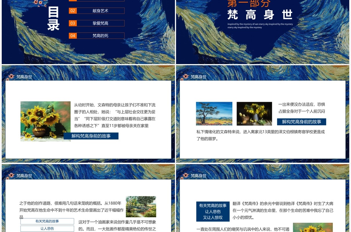 挚爱梵高艺术灵感来源于电影至爱梵高星空之谜动态PPT模板