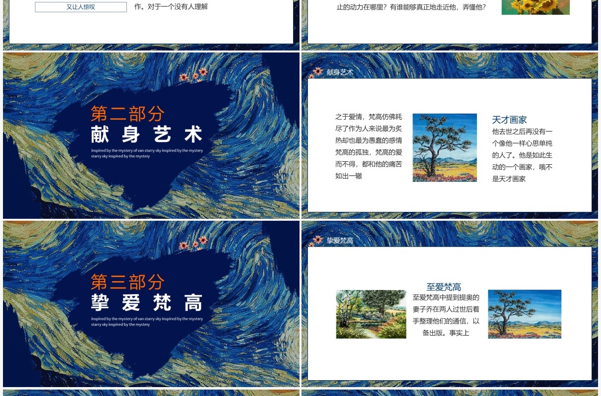 挚爱梵高艺术灵感来源于电影至爱梵高星空之谜动态PPT模板
