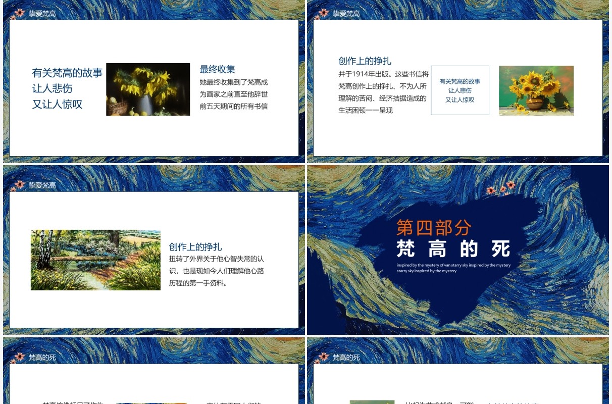 挚爱梵高艺术灵感来源于电影至爱梵高星空之谜动态PPT模板