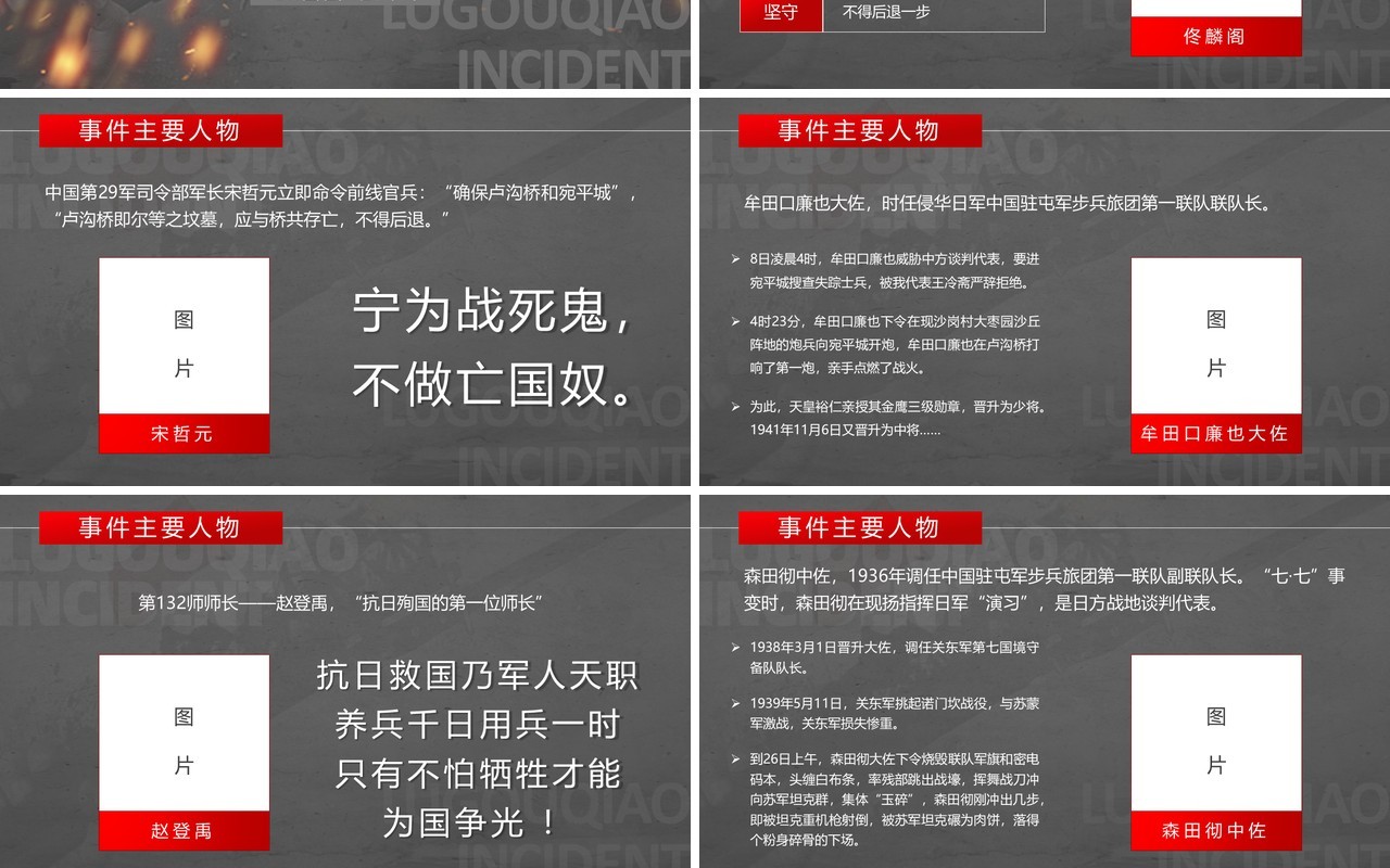 灰色创意党政风卢沟桥事变85周年PPT模板
