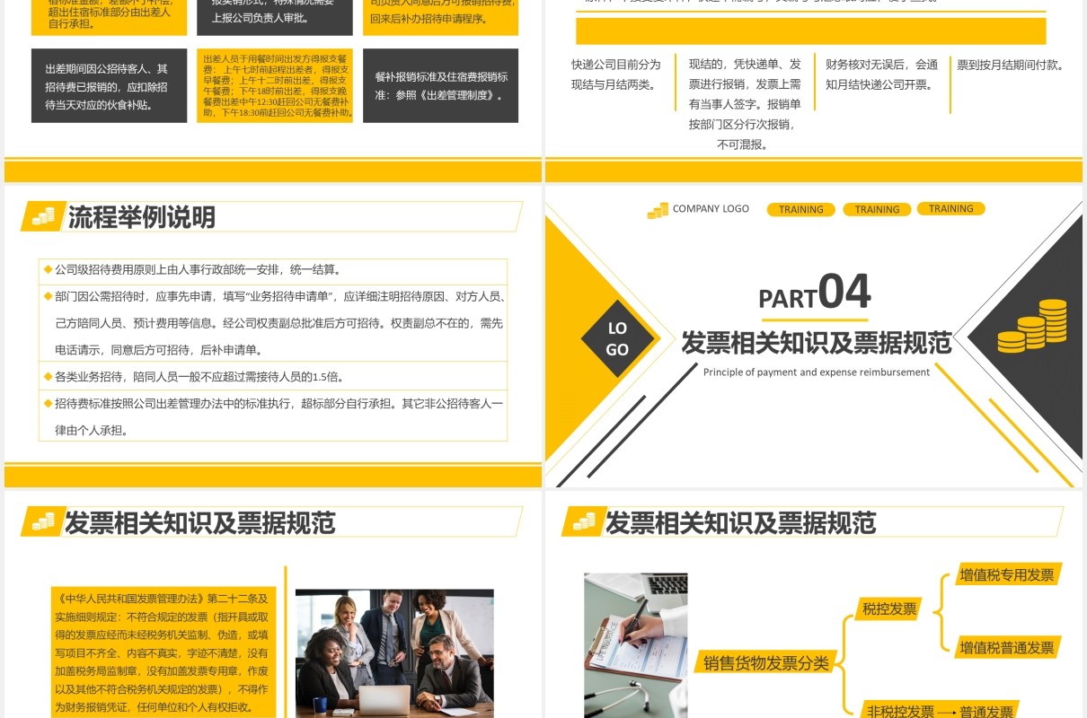 黄色简约公司财务规章制度管理培训课件PPT模板
