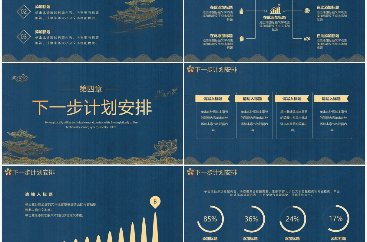 蓝色鎏金风年中工作总结汇报动态PPT模板