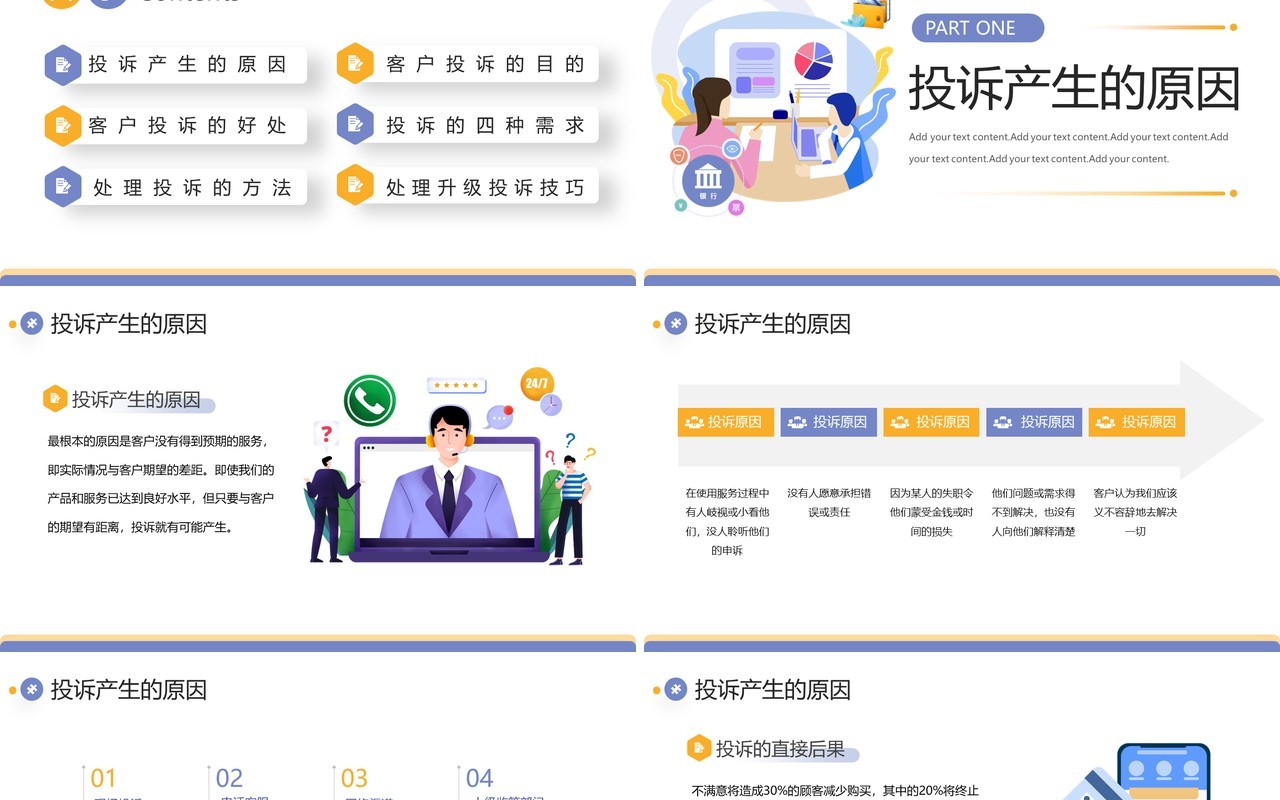 紫色扁平风银行投诉与争议处理技巧培训PPT模板