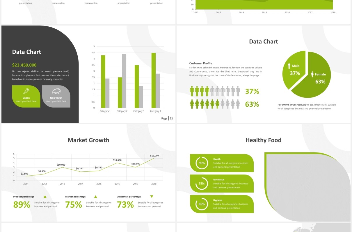绿色健康食品图片排版设计PPT模板Organik - Healthy Powerpoint Template