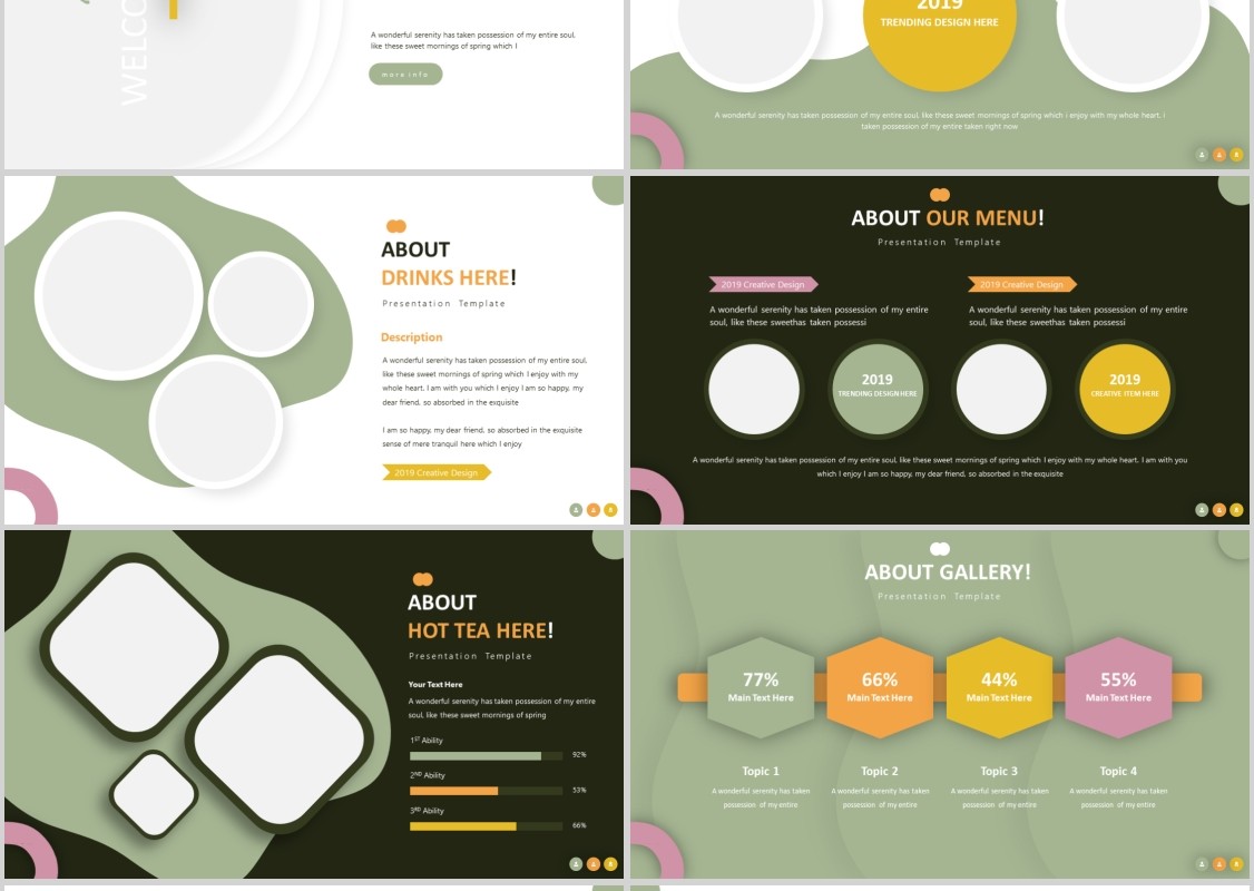 茶叶饮品展示餐饮计划书PPT模板Tealiiv Powerpoint Template
