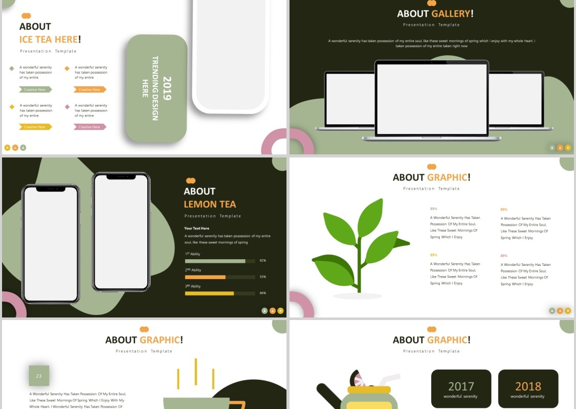 茶叶饮品展示餐饮计划书PPT模板Tealiiv Powerpoint Template