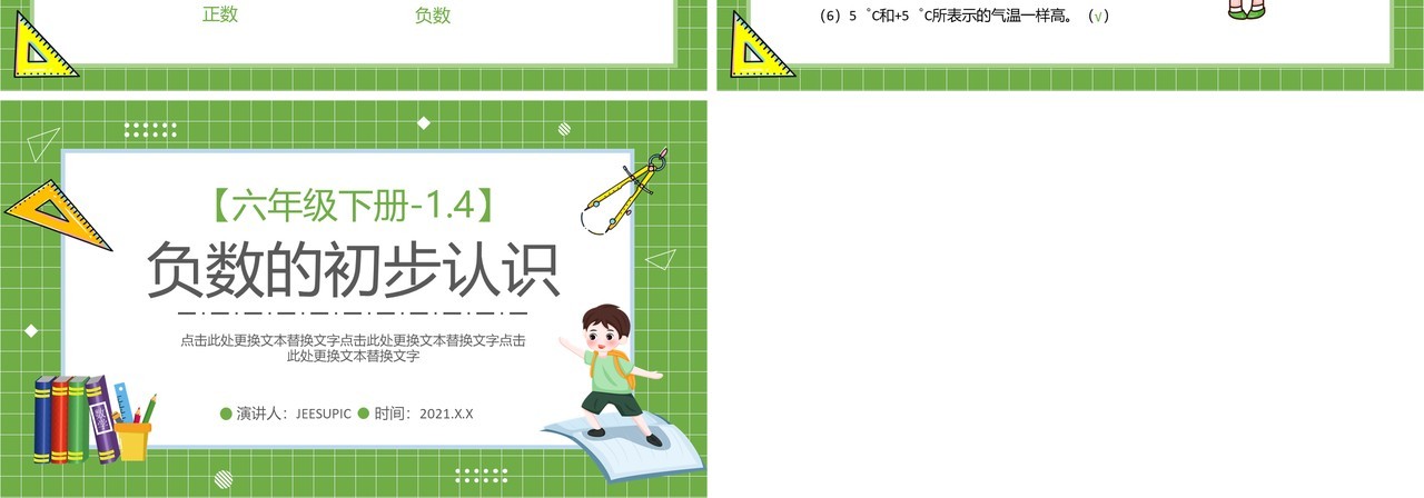 部编版六年级数学下册负数的初步认识课件PPT模板