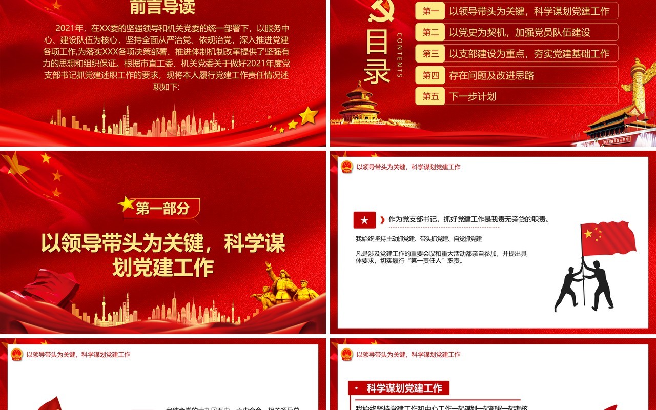 2022党支部书记抓基层党建述职报告PPT模板