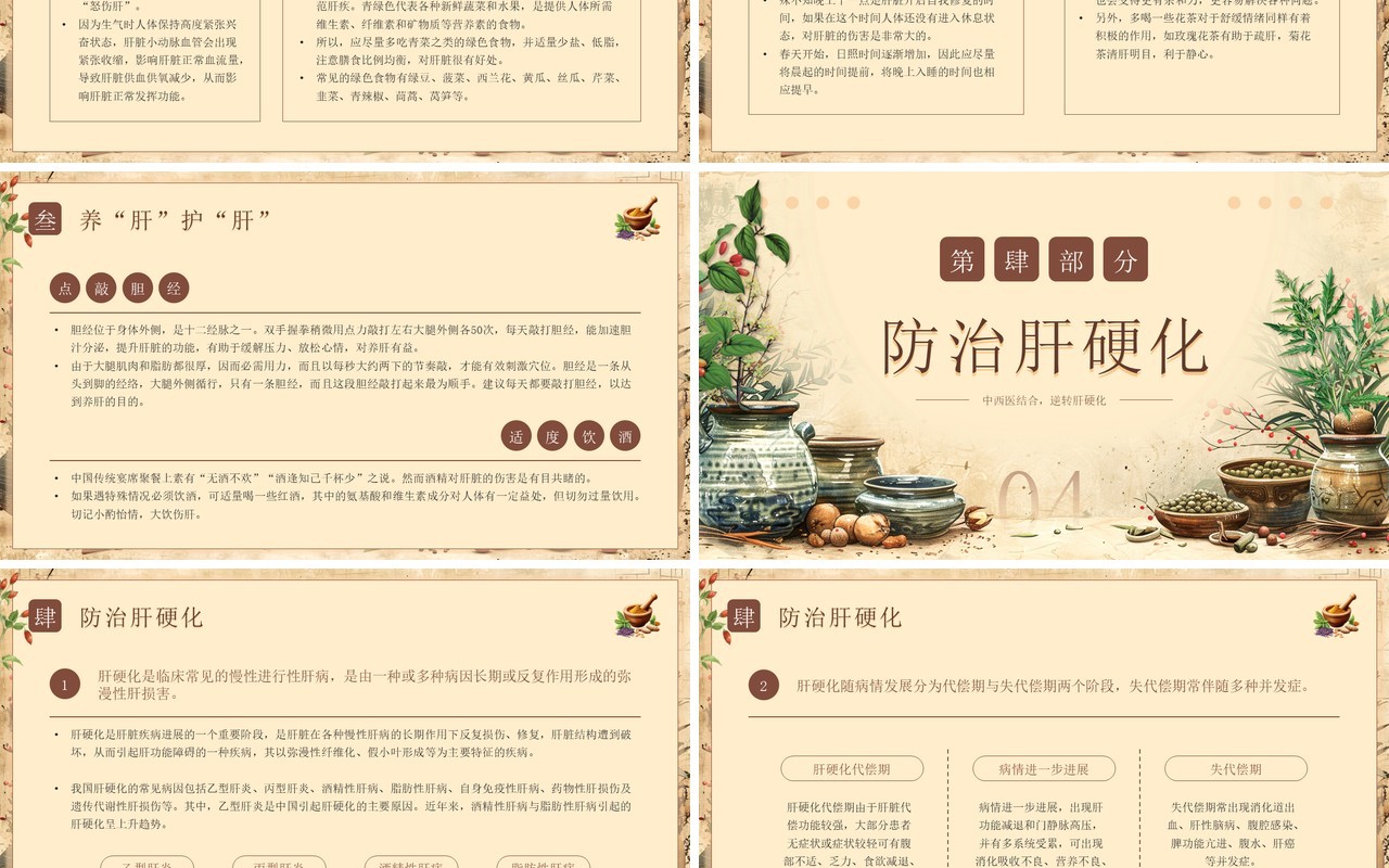 棕色中国风全国爱肝日宣传介绍PPT模板
