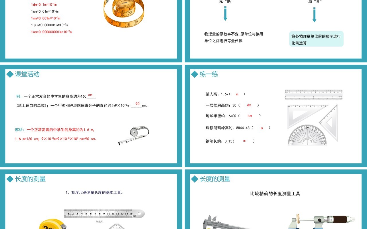 部编版八年级物理上册第一单元机械运动测量长度和速度课件PPT模板