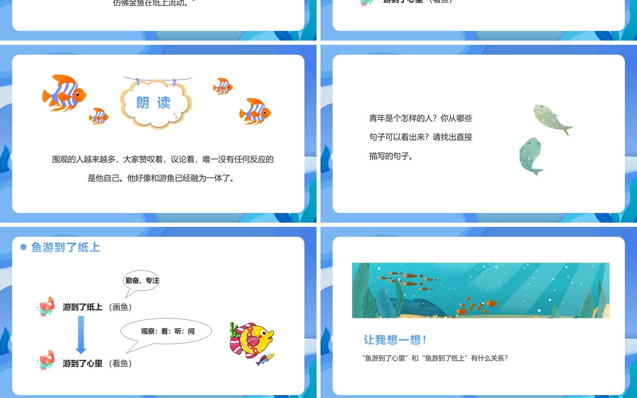 部编版四年级语文下册鱼游到了纸上课件PPT模板