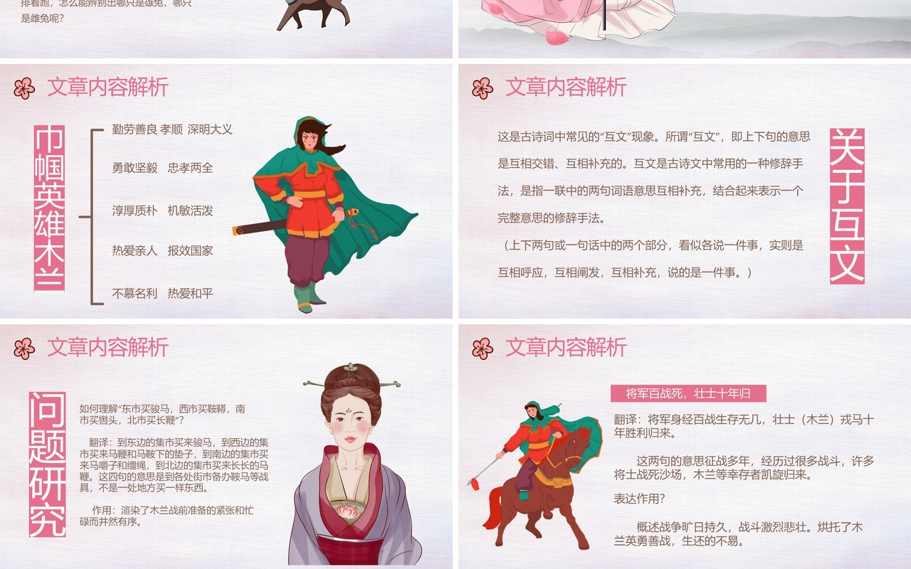 部编版七年级语文下册木兰诗课件PPT模板