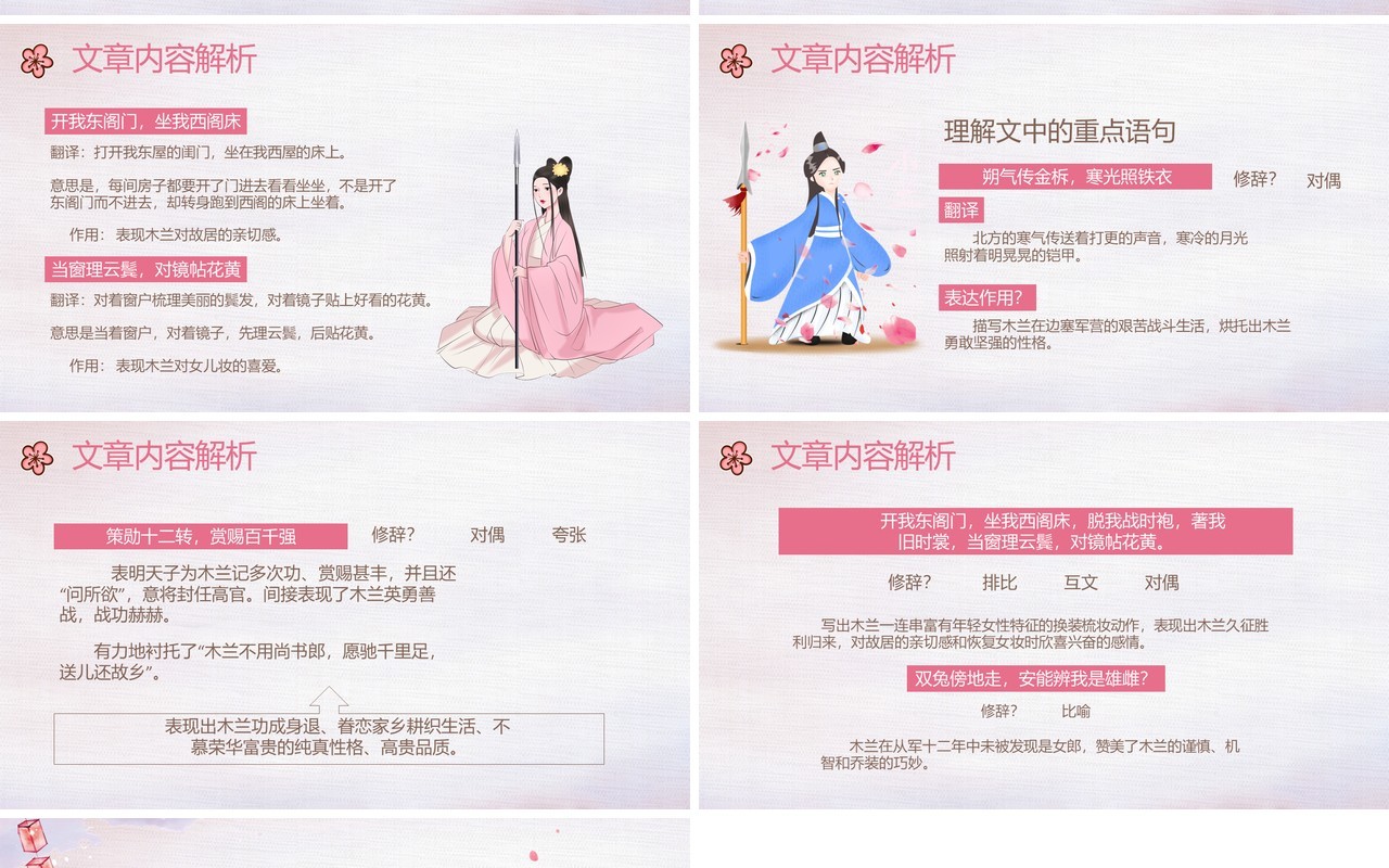 部编版七年级语文下册木兰诗课件PPT模板