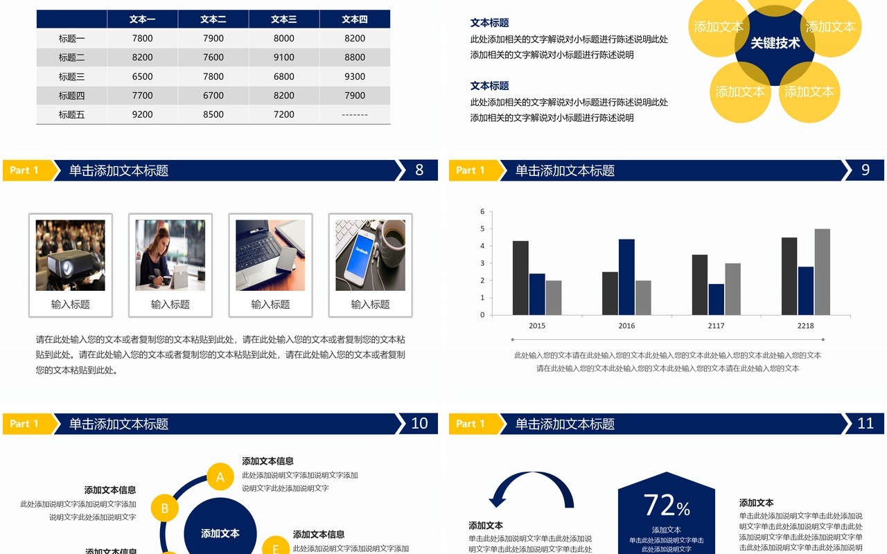 深蓝色科技感个人工作汇报总结ppt、