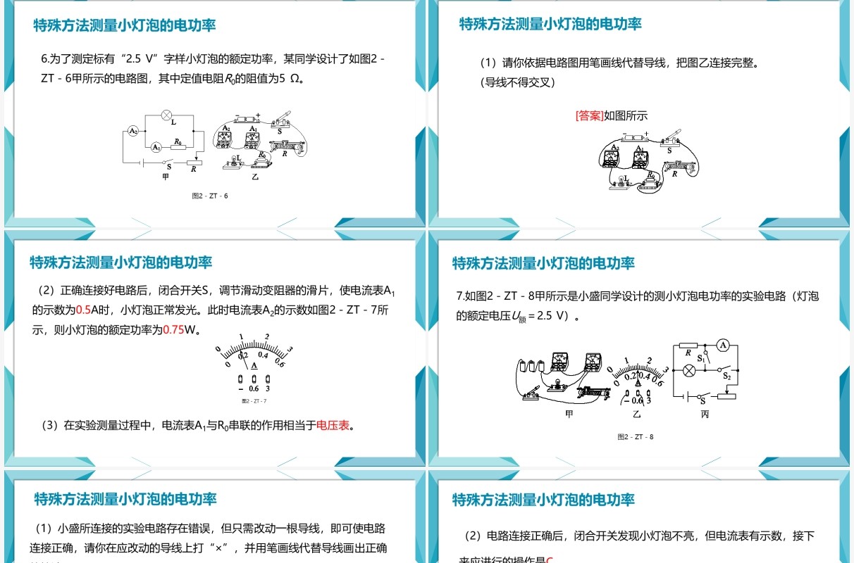 部编版九年级物理全册特殊方法测量小灯泡的电功率课件PPT模板