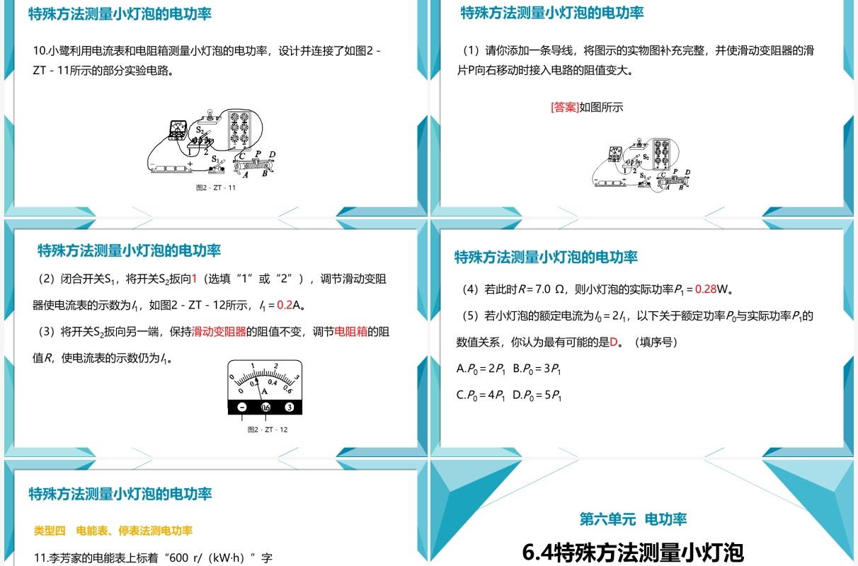 部编版九年级物理全册特殊方法测量小灯泡的电功率课件PPT模板