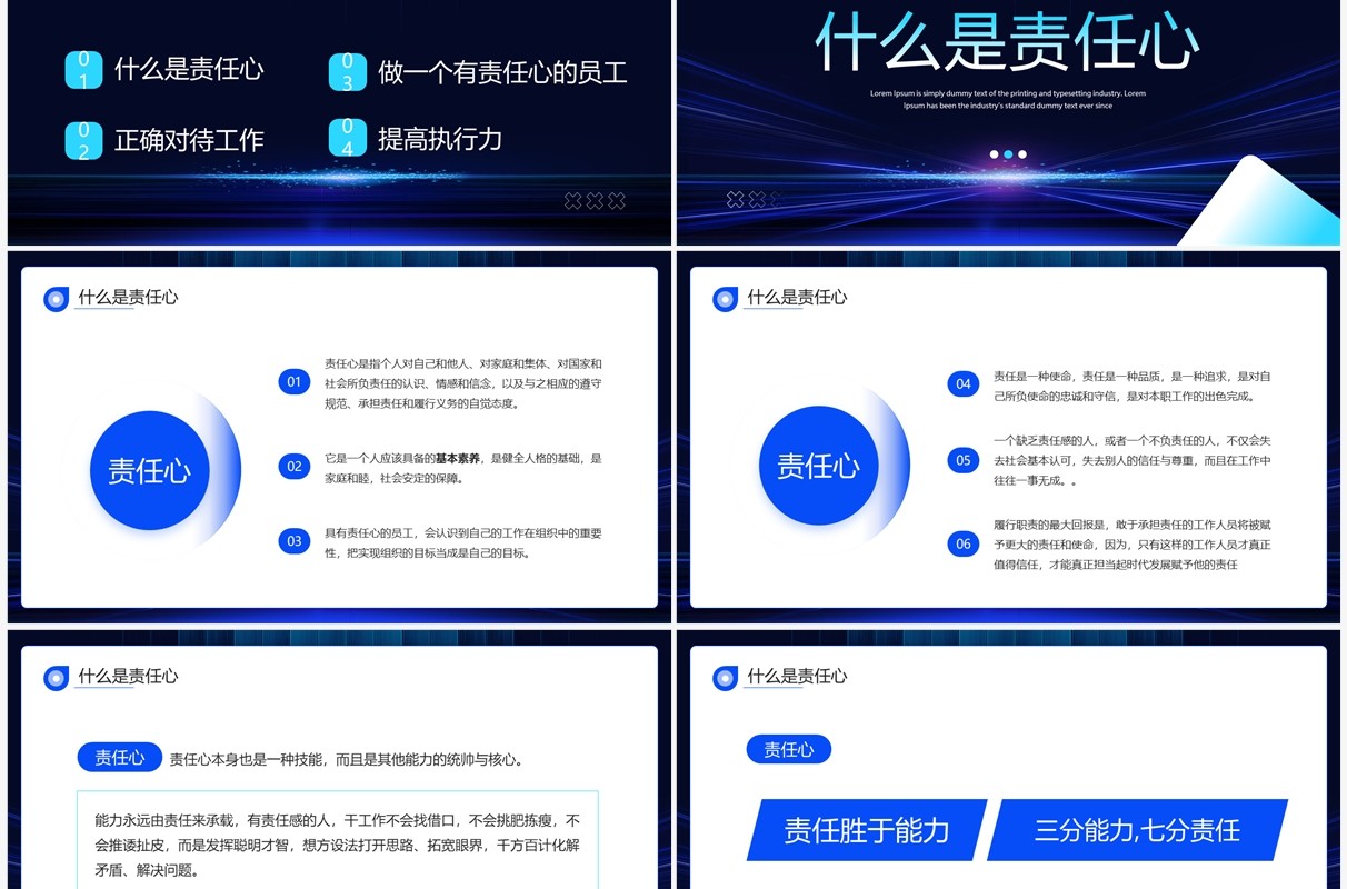 蓝色大气商务风责任心与执行力PPT模板
