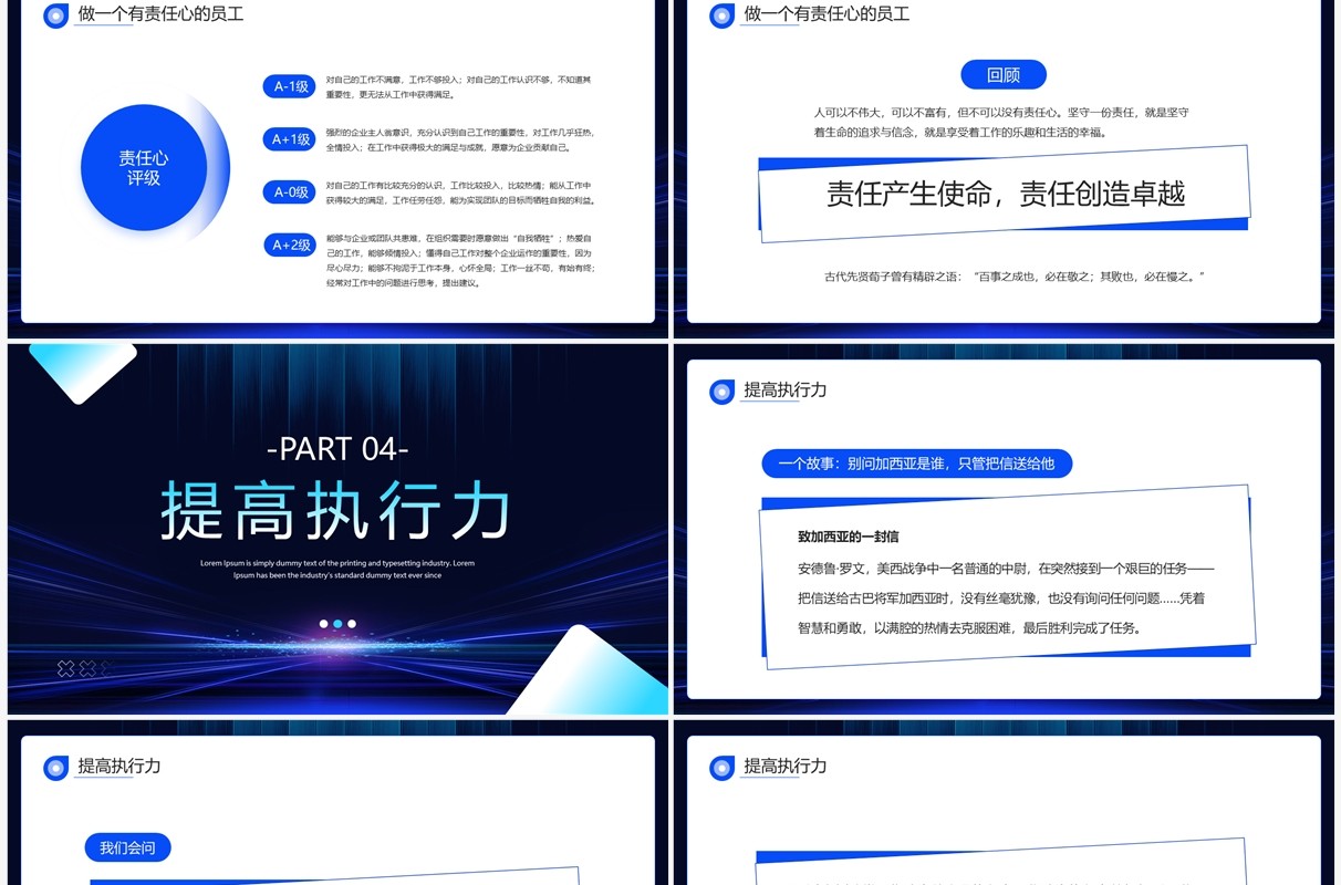 蓝色大气商务风责任心与执行力PPT模板