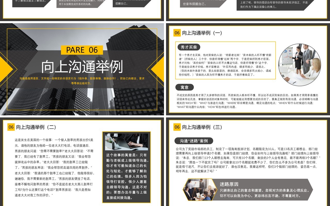 黄色商务风向上沟通主题培训PPT模板