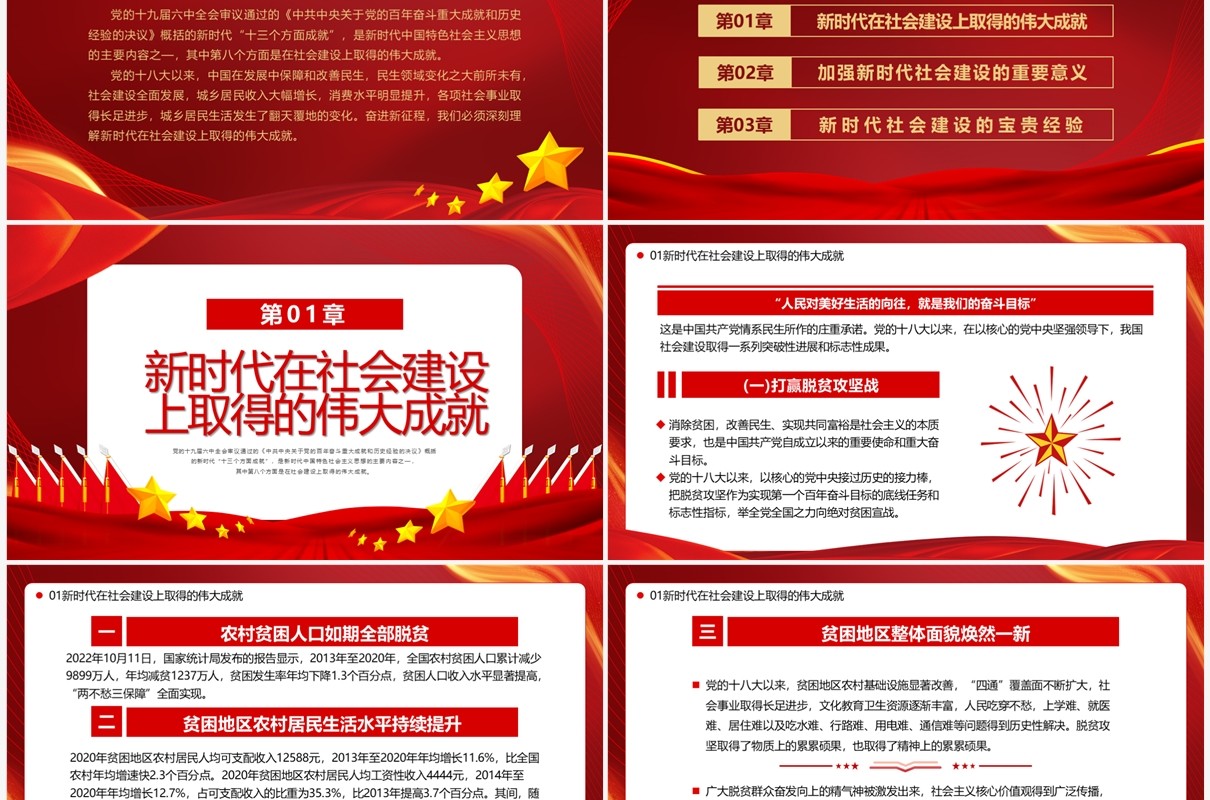 新时代在社会建设上取得的成就PPT模板