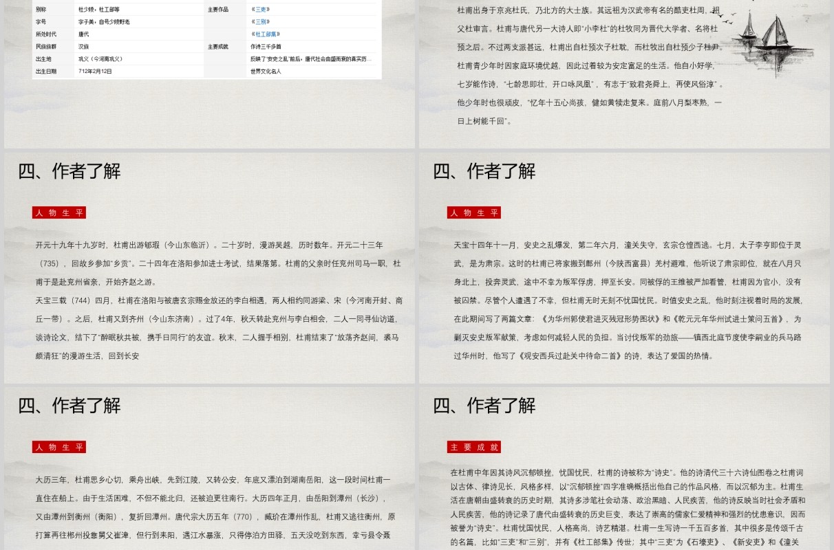 学生语文课件望岳教师说课PPT模板