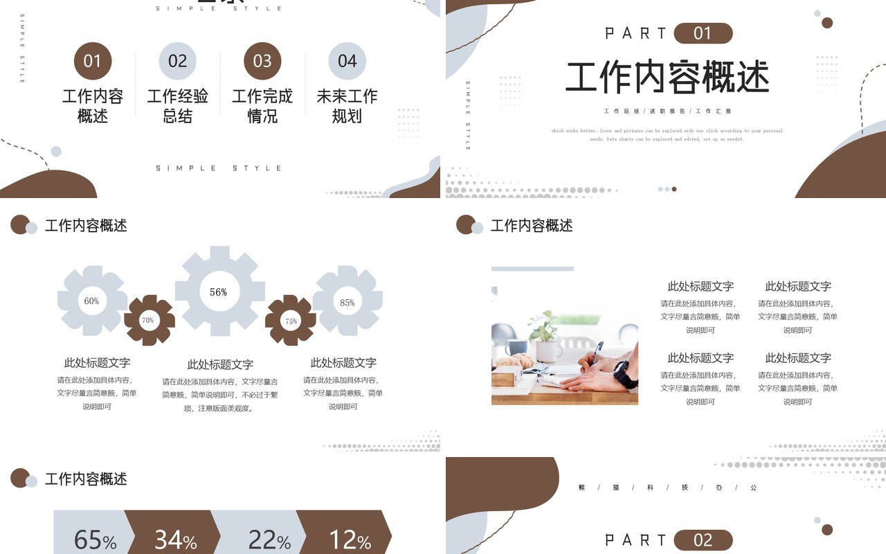 棕色简约风工作述职报告PPT模板