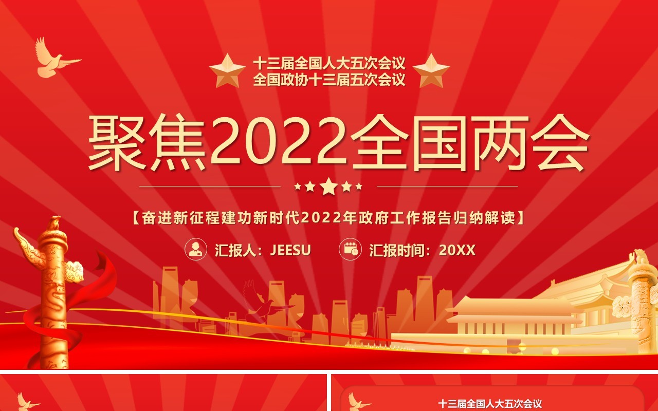 聚焦两会2022年政府工作报告归纳PPT模板