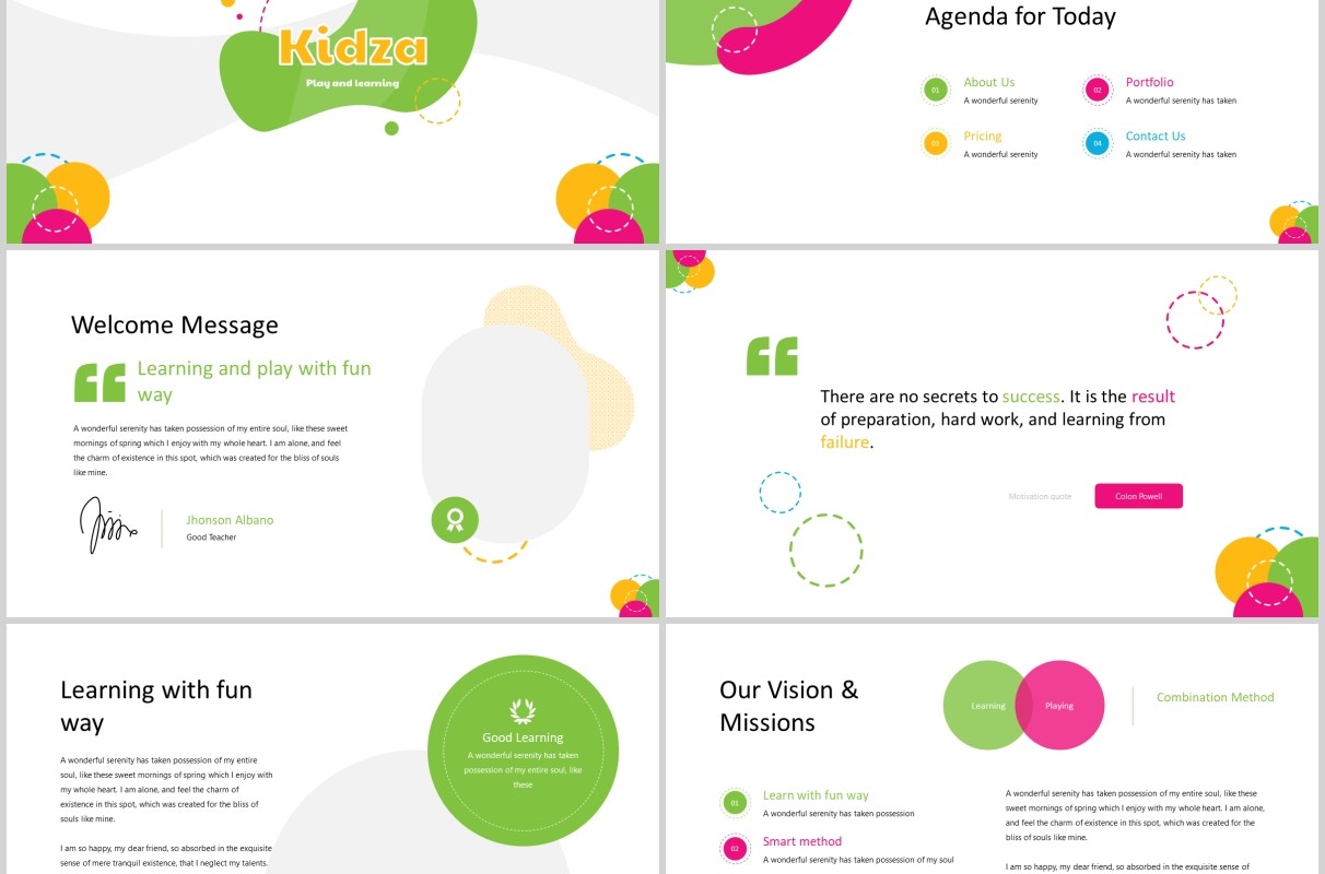 创意彩色儿童教育PPT图片排版模板Kidza  Education Powerpoint Template