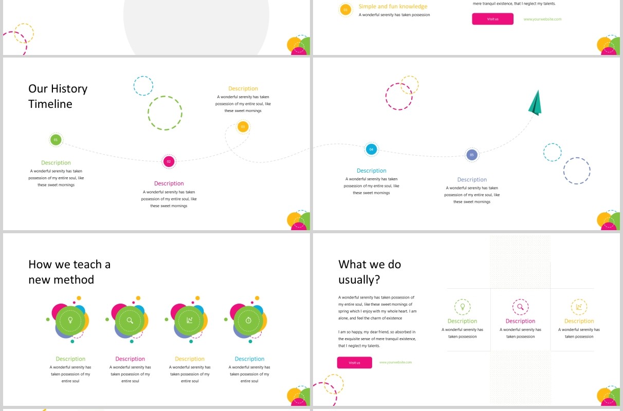 创意彩色儿童教育PPT图片排版模板Kidza  Education Powerpoint Template